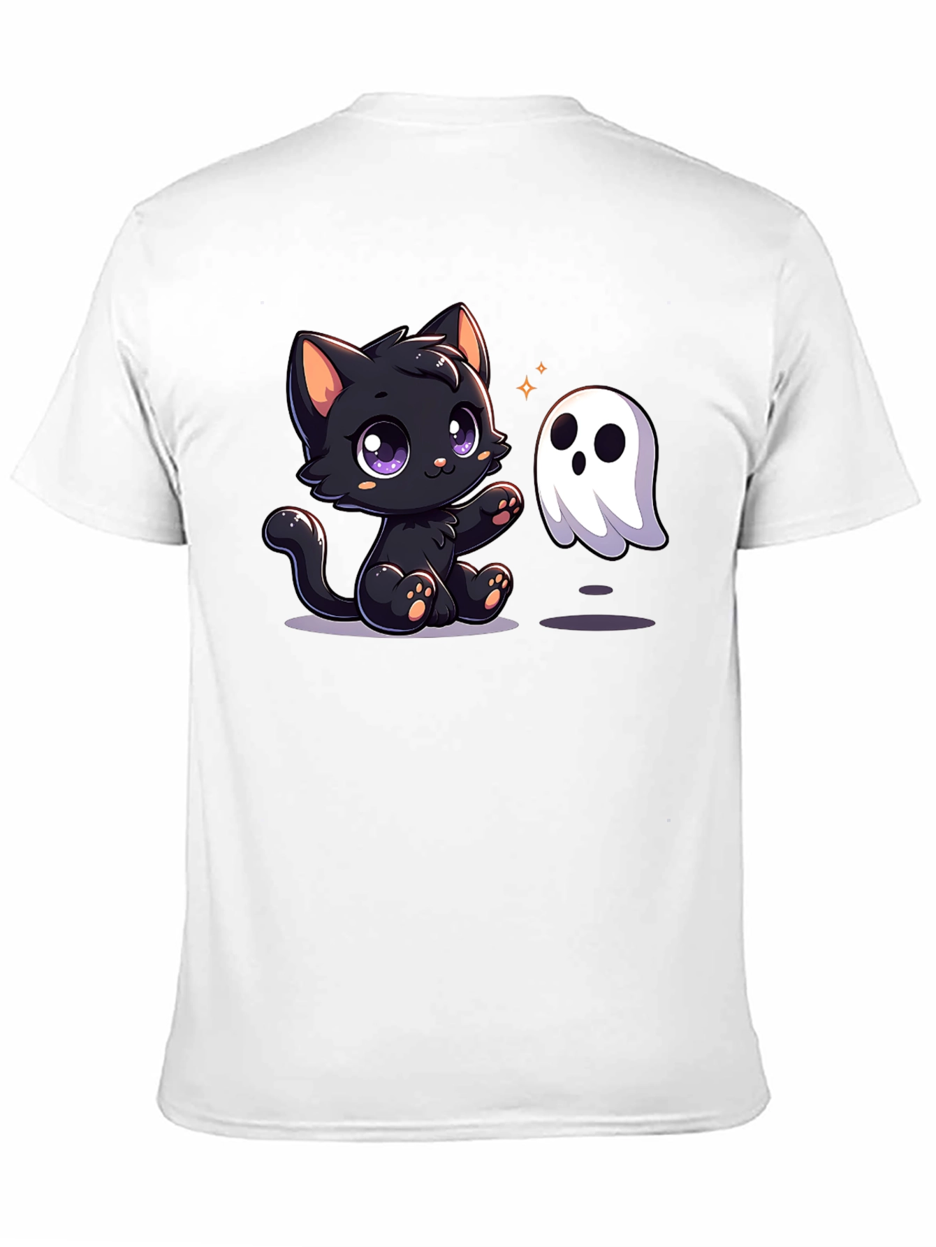 Cute Cat & Ghost Halloween T-Shirt