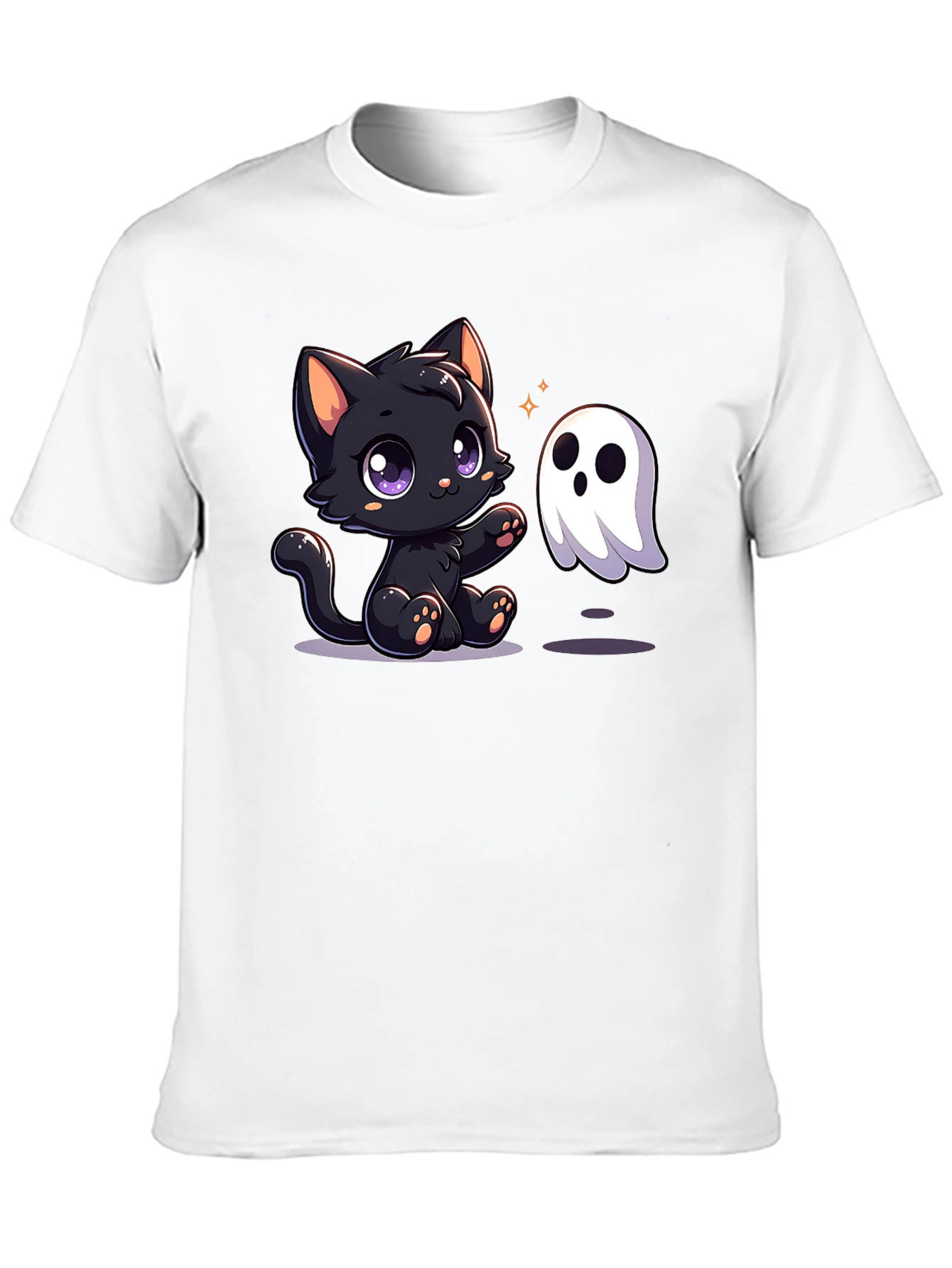 Cute Cat & Ghost Halloween T-Shirt
