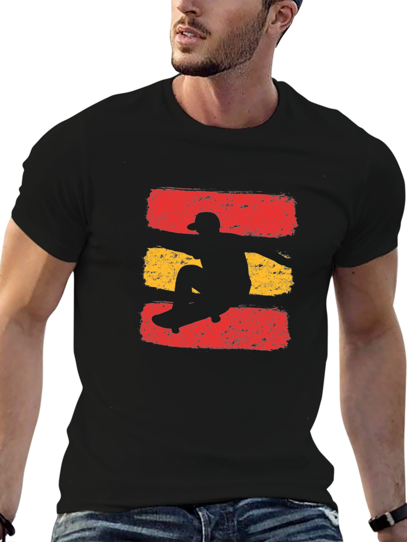 Skateboarding Silhouette Graphic Tee - Cool Design