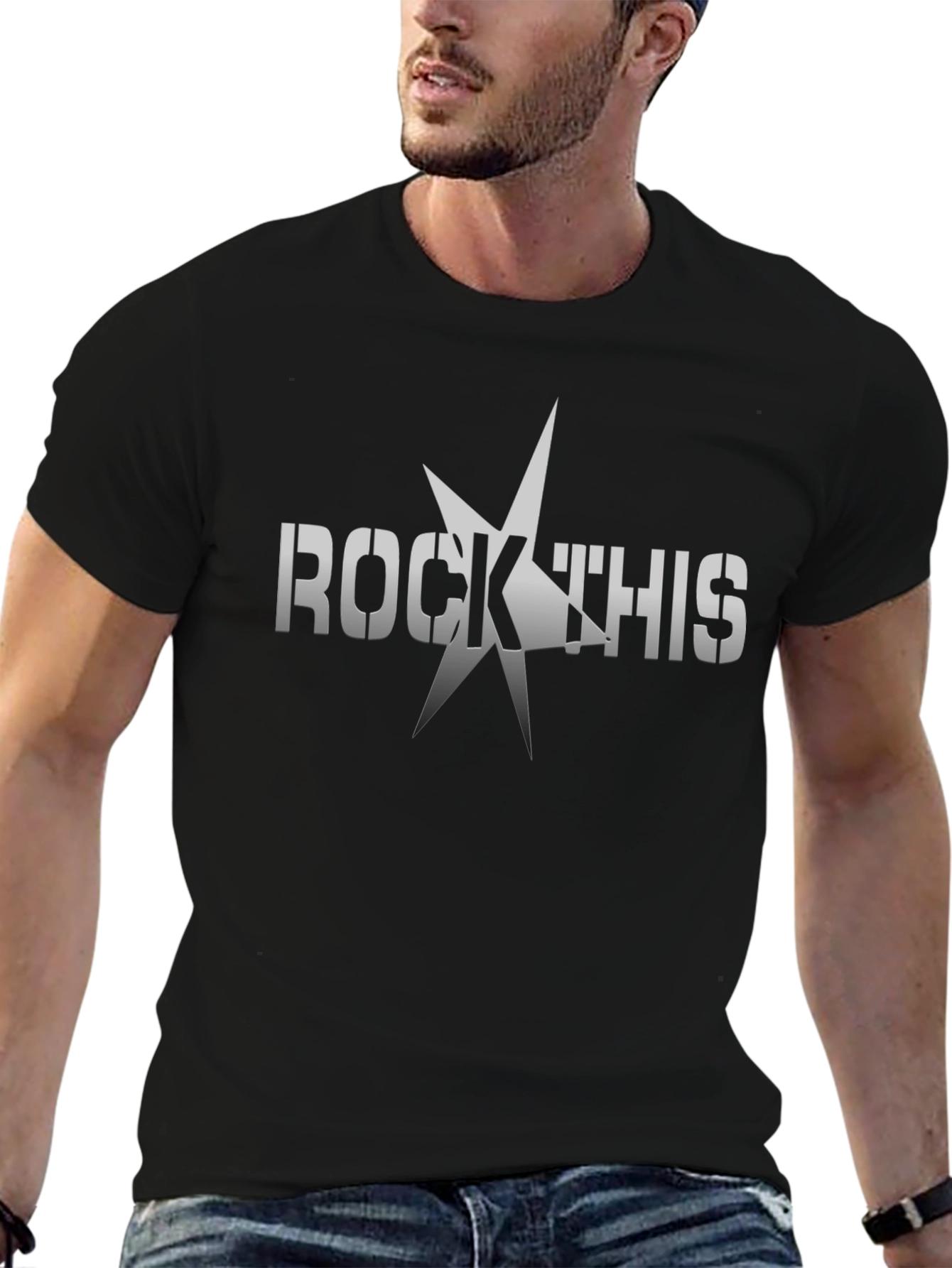 Rock This Graphic Tee - Black Cotton T-Shirt