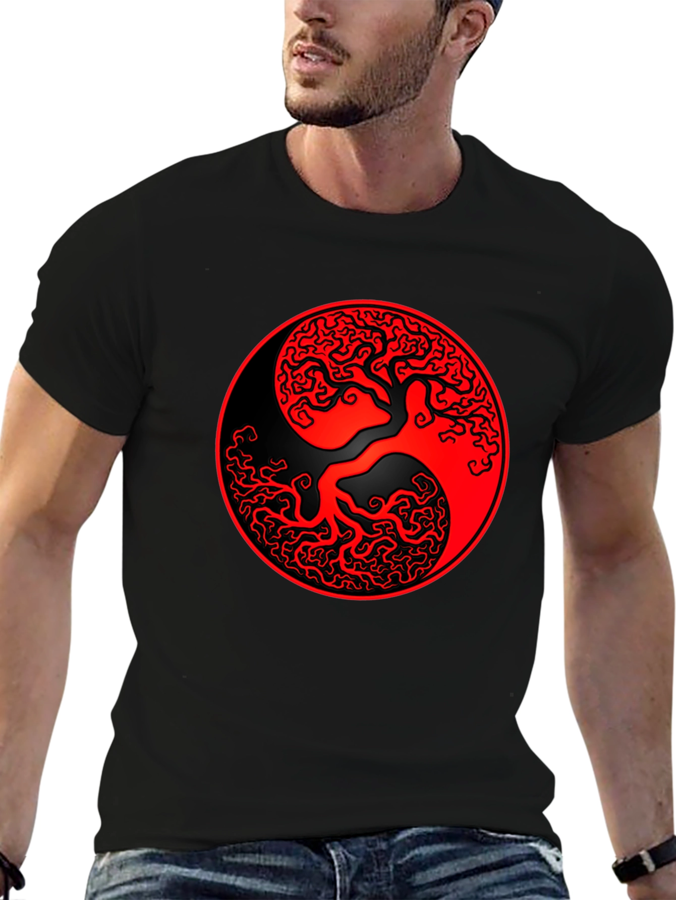Yin Yang Tree T-Shirt - Mens Black Graphic Tee