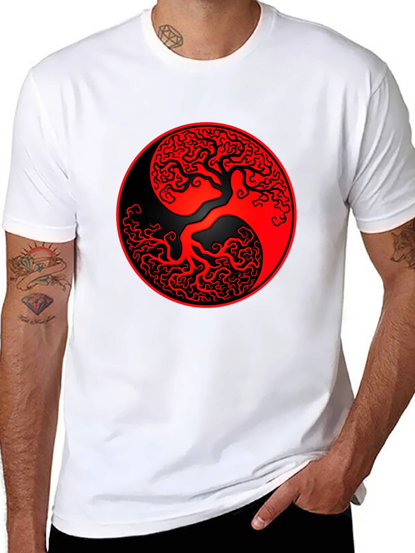Yin Yang Tree T-Shirt - Mens Black Graphic Tee