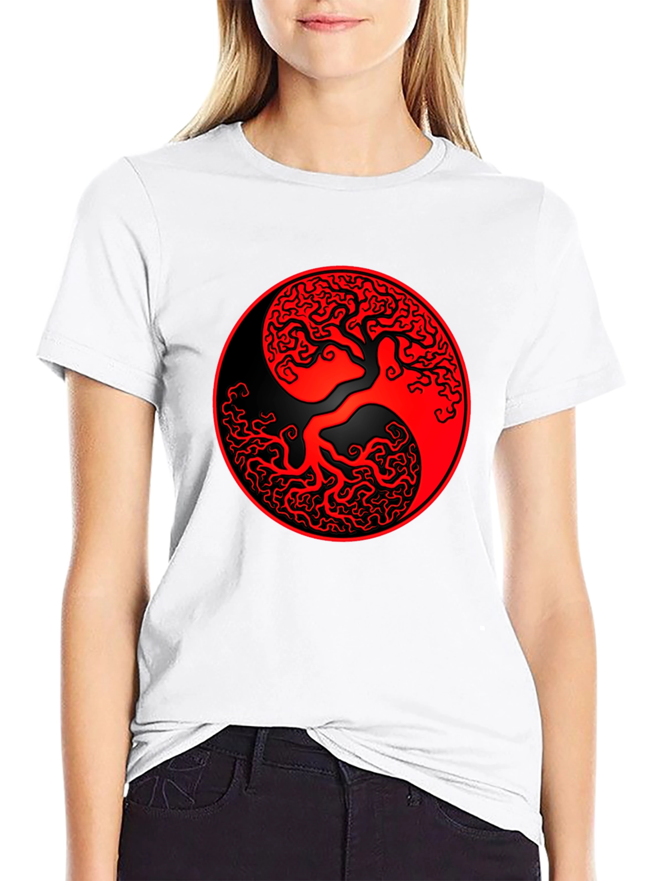 Yin Yang Tree T-Shirt - Mens Black Graphic Tee