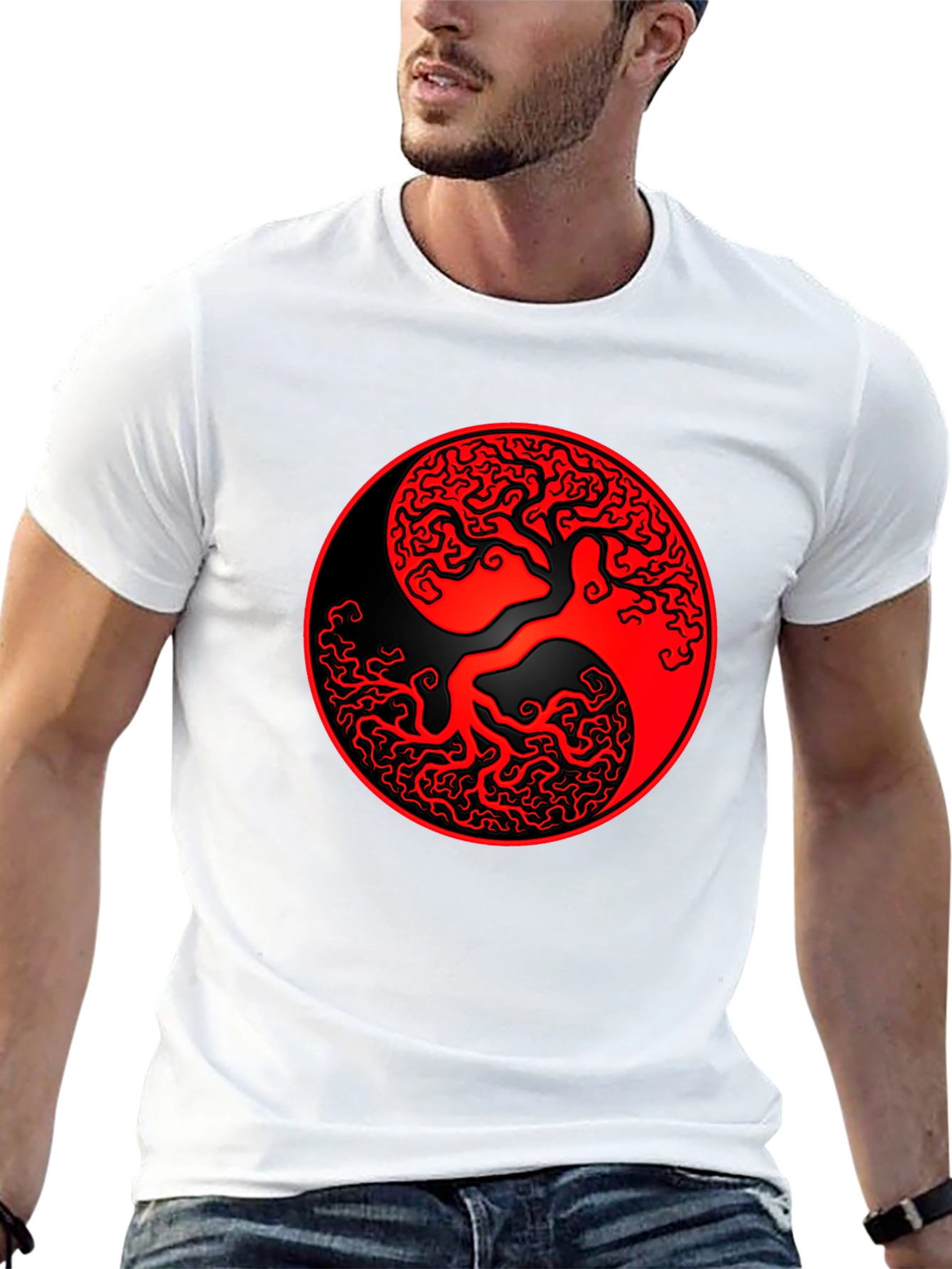 Yin Yang Tree T-Shirt - Mens Black Graphic Tee
