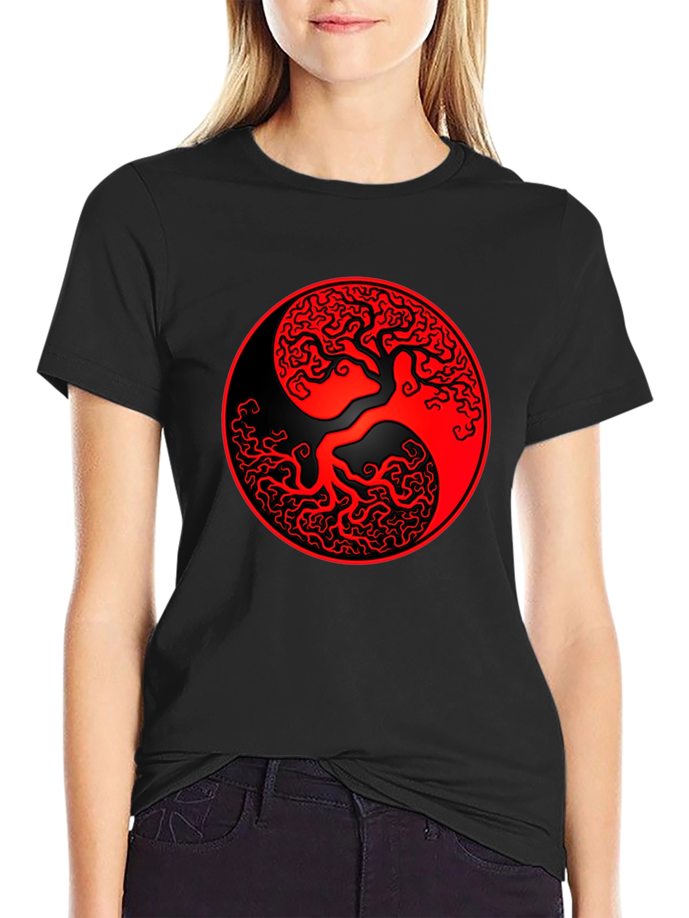 Yin Yang Tree T-Shirt - Mens Black Graphic Tee