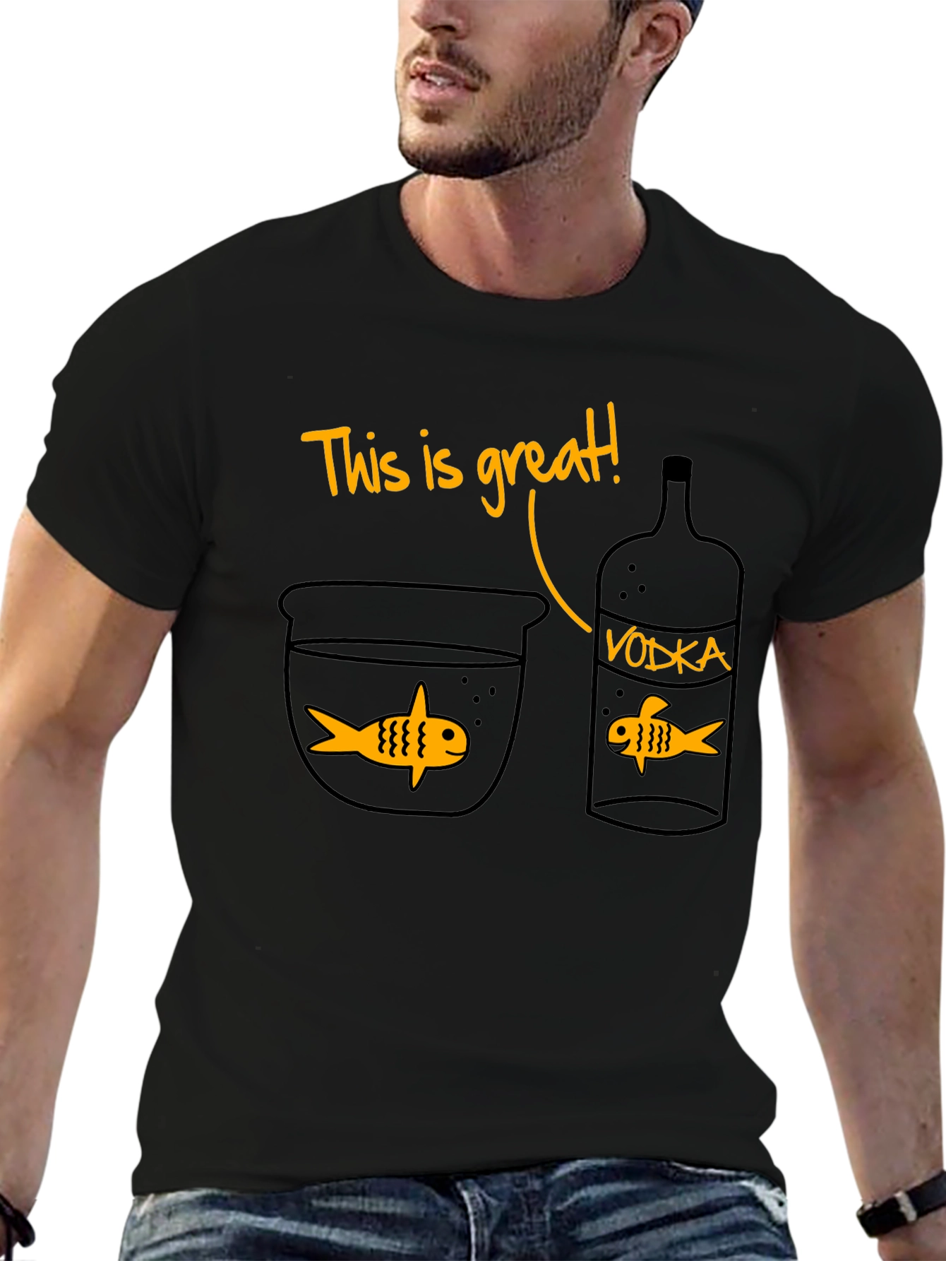 Funny This is Great! Vodka & Fish Graphic T-Shirt