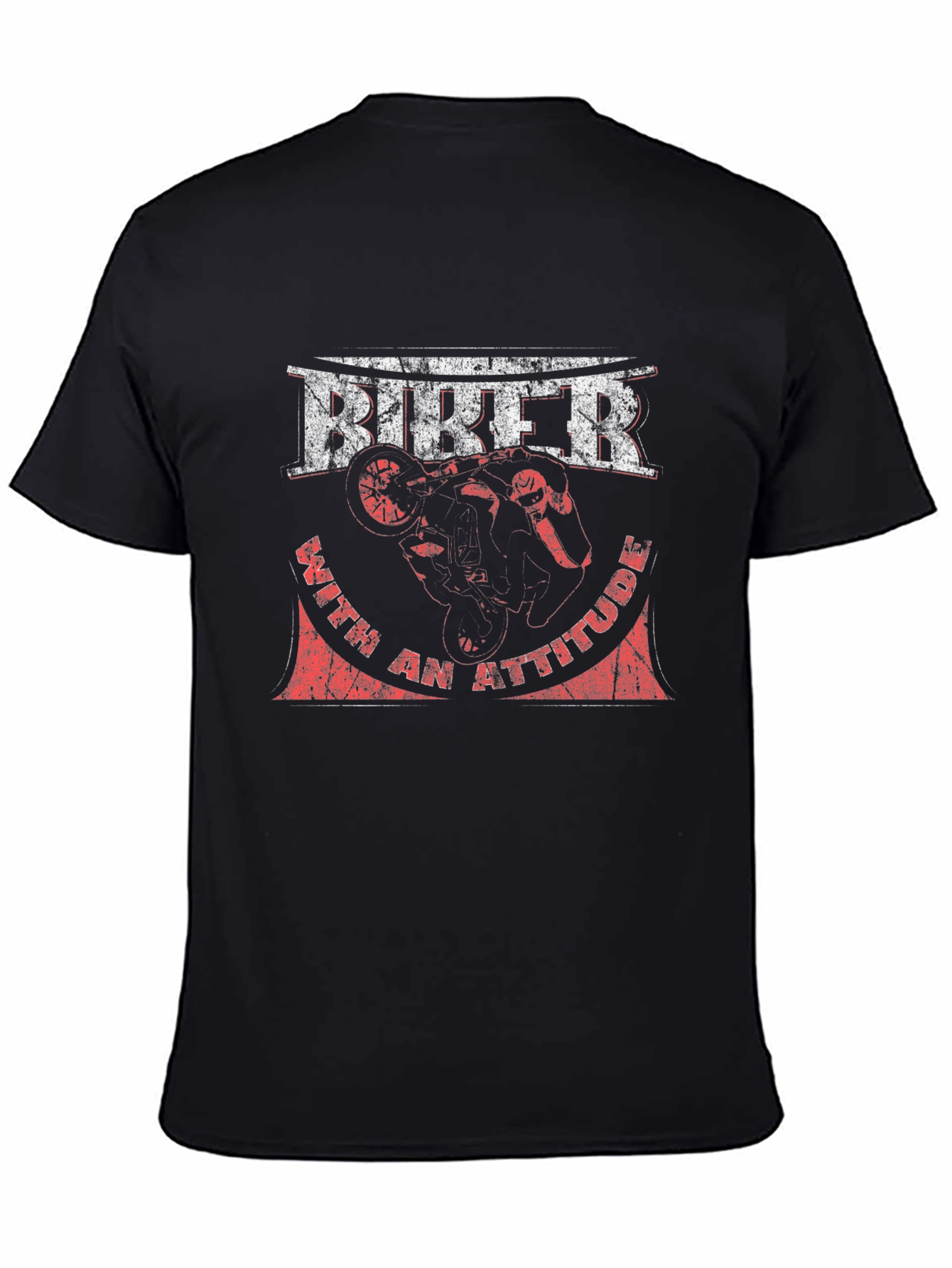 Biker With Attitude Graphic Tee - Black