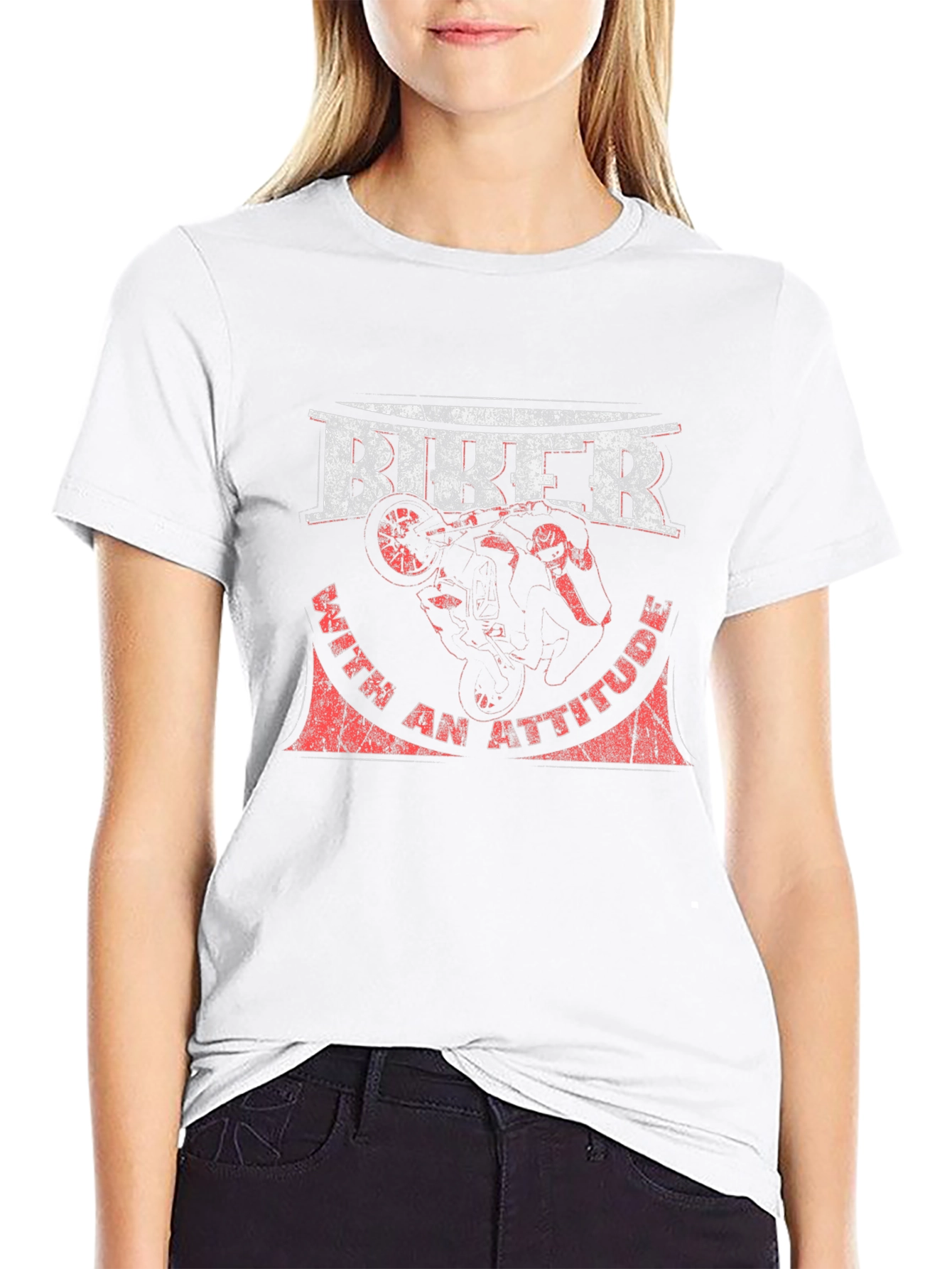 Biker With Attitude Graphic Tee - Black