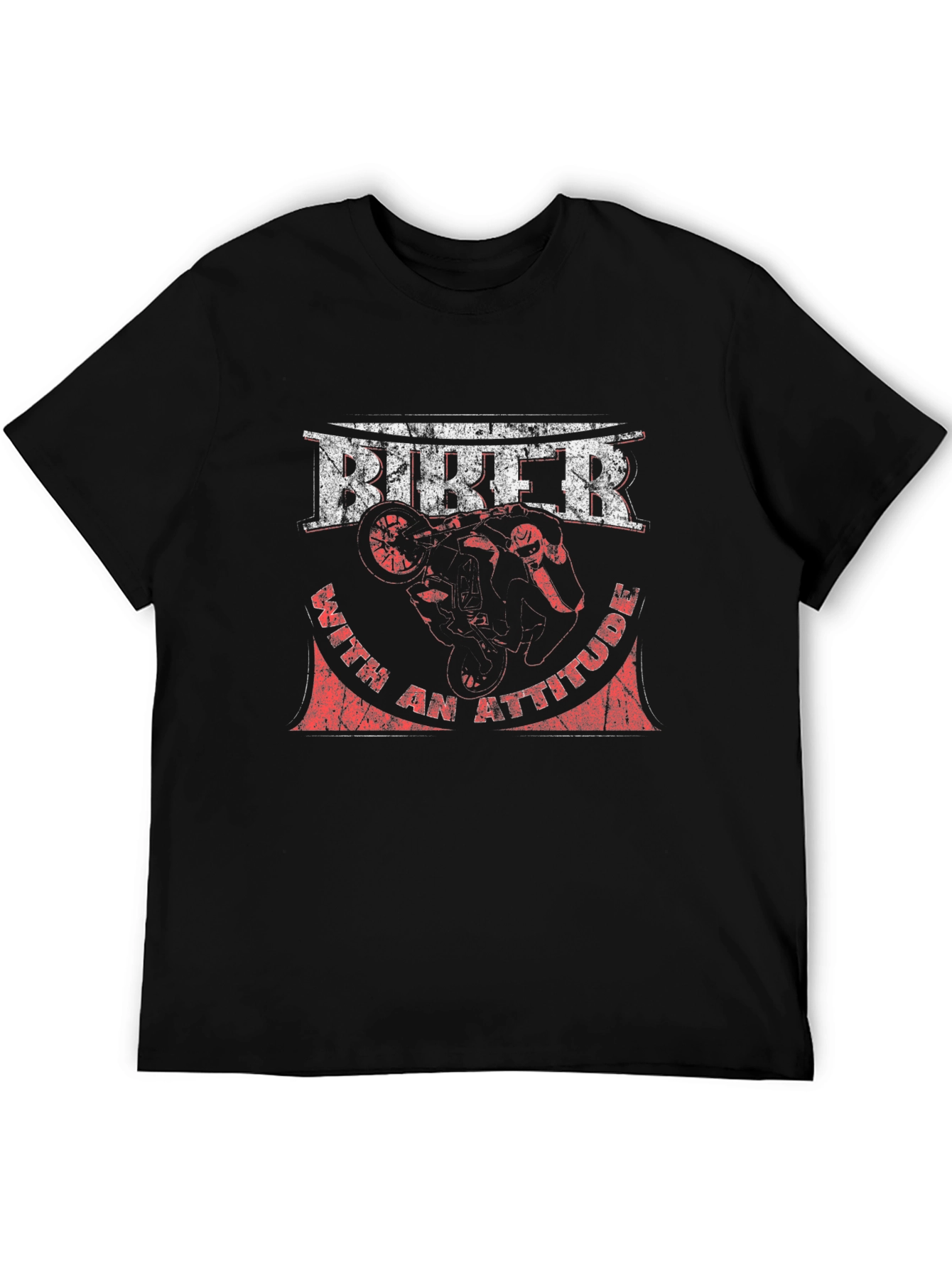 Biker With Attitude Graphic Tee - Black
