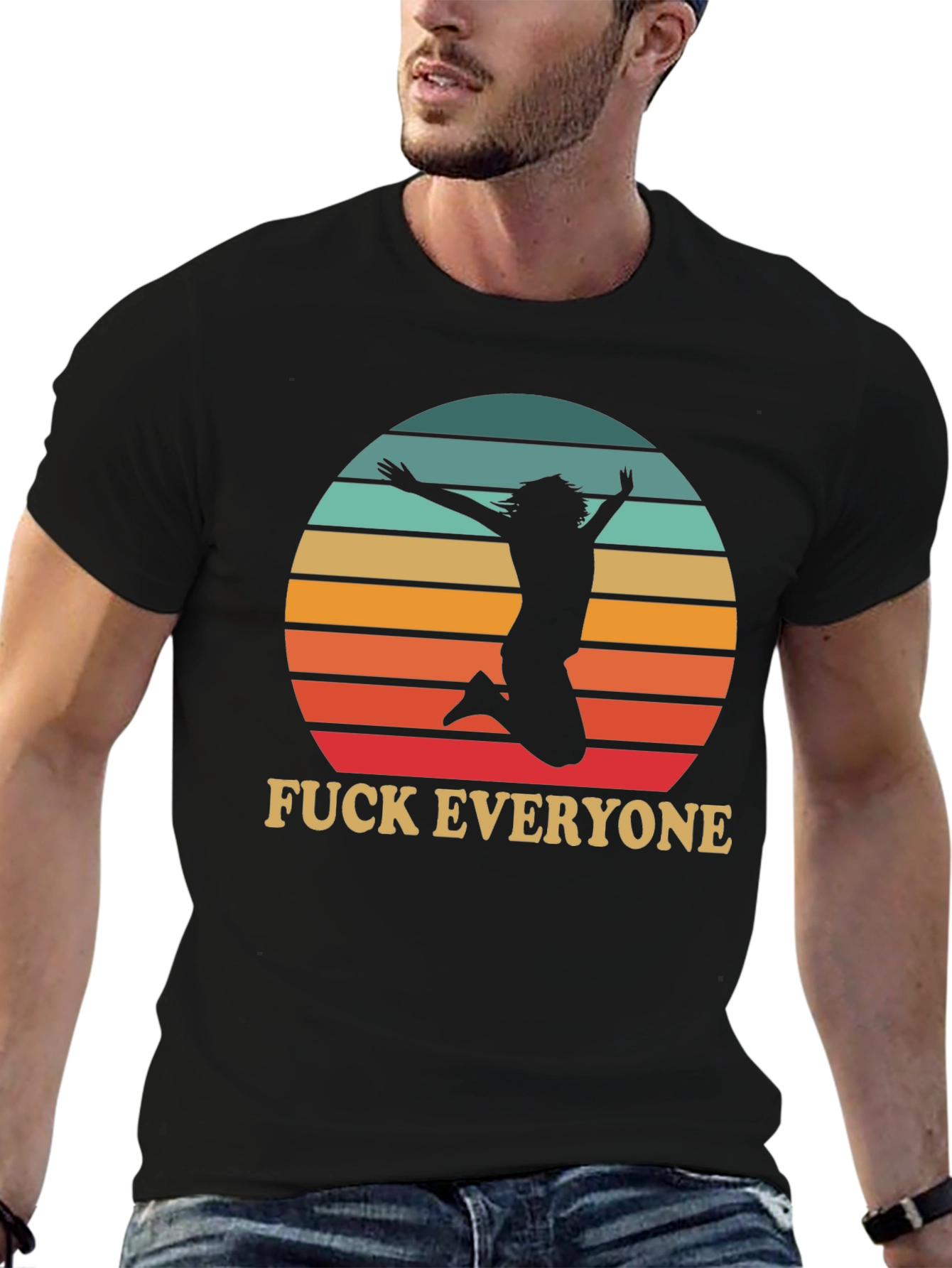 Funny Graphic Tee - Fuck Everyone Jumping Silhouette T-Shirt