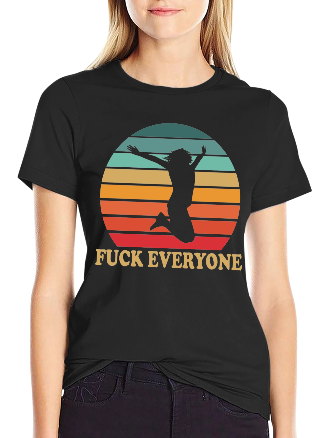 Funny Graphic Tee - Fuck Everyone Jumping Silhouette T-Shirt