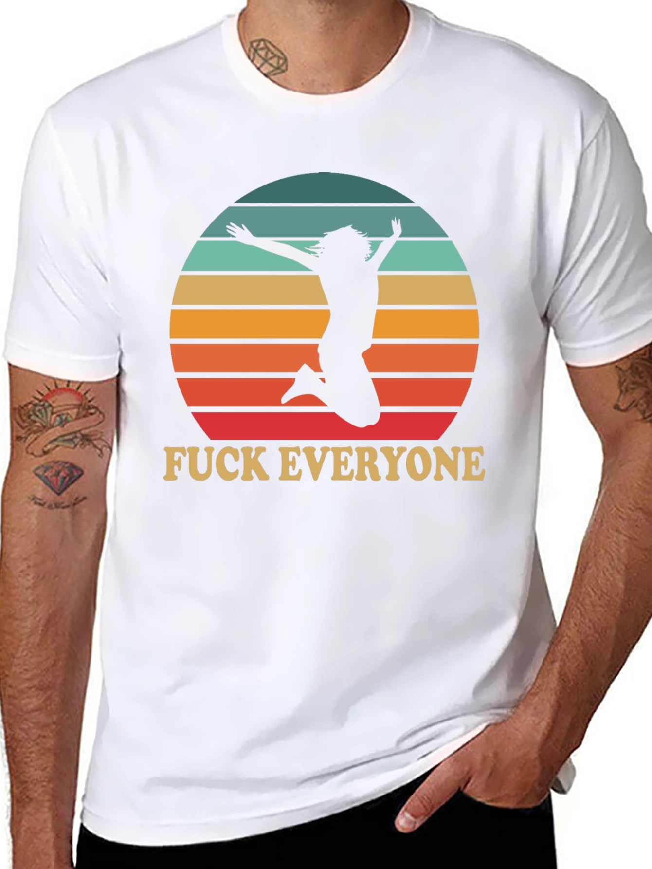 Funny Graphic Tee - Fuck Everyone Jumping Silhouette T-Shirt