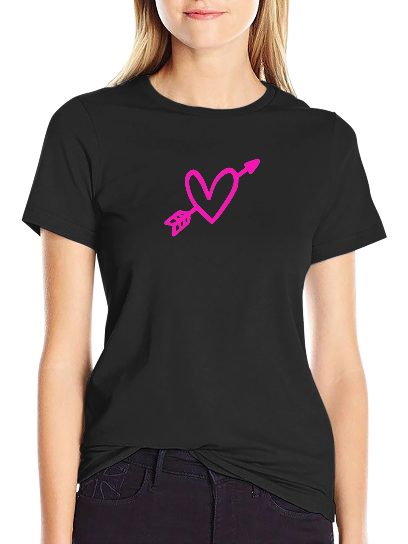 Heart Arrow Graphic Tee - Black Casual Shirt