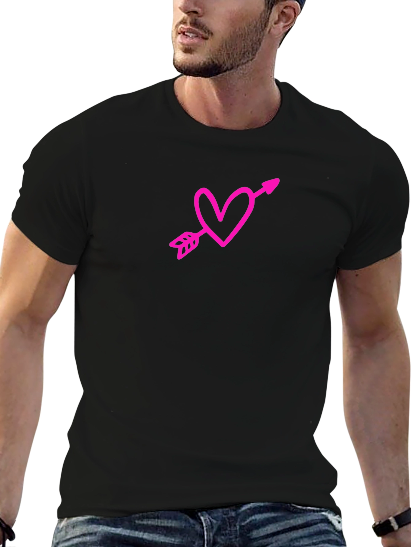Heart Arrow Graphic Tee - Black Casual Shirt