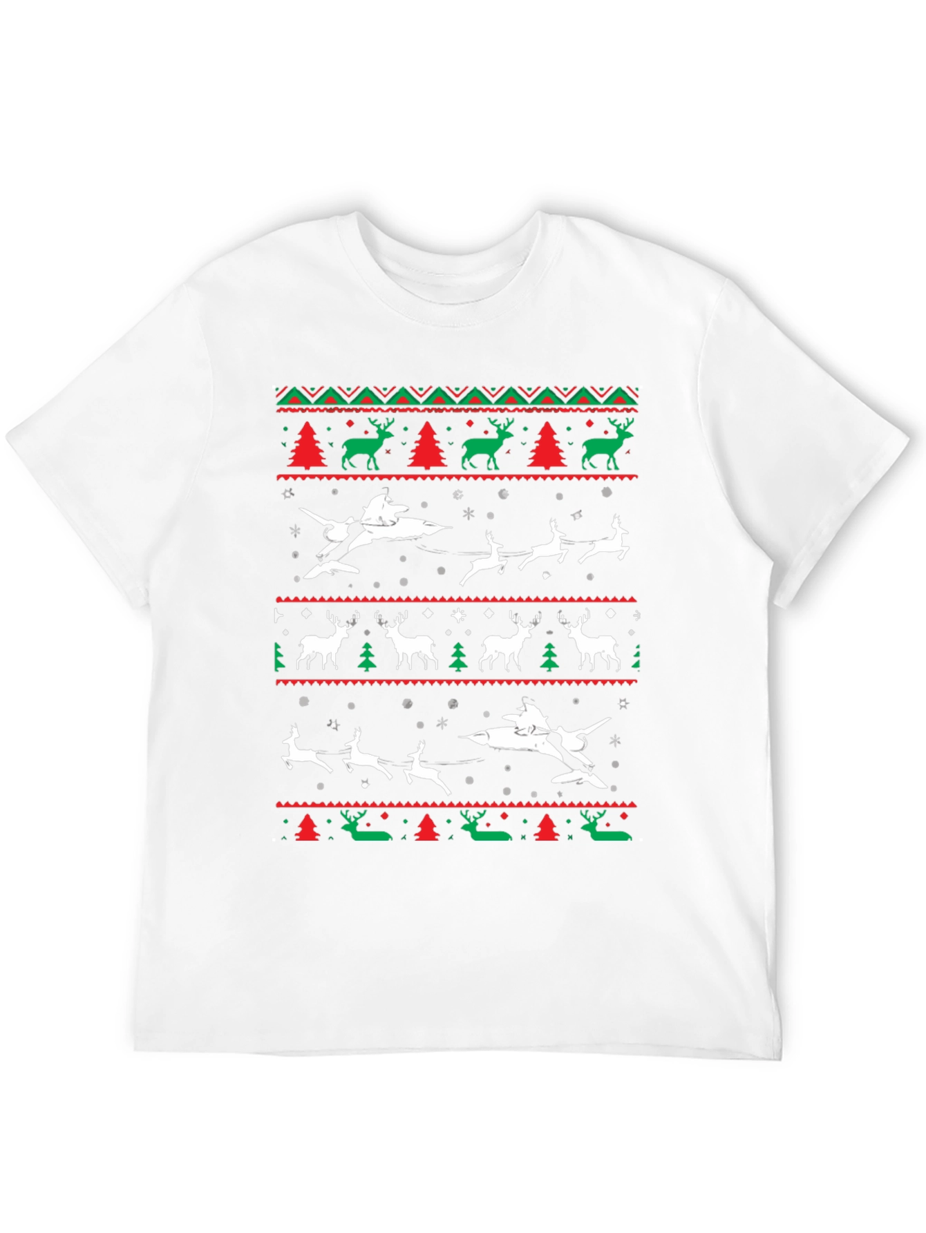 Festive Christmas T-Shirt - Reindeer & Sleigh Design