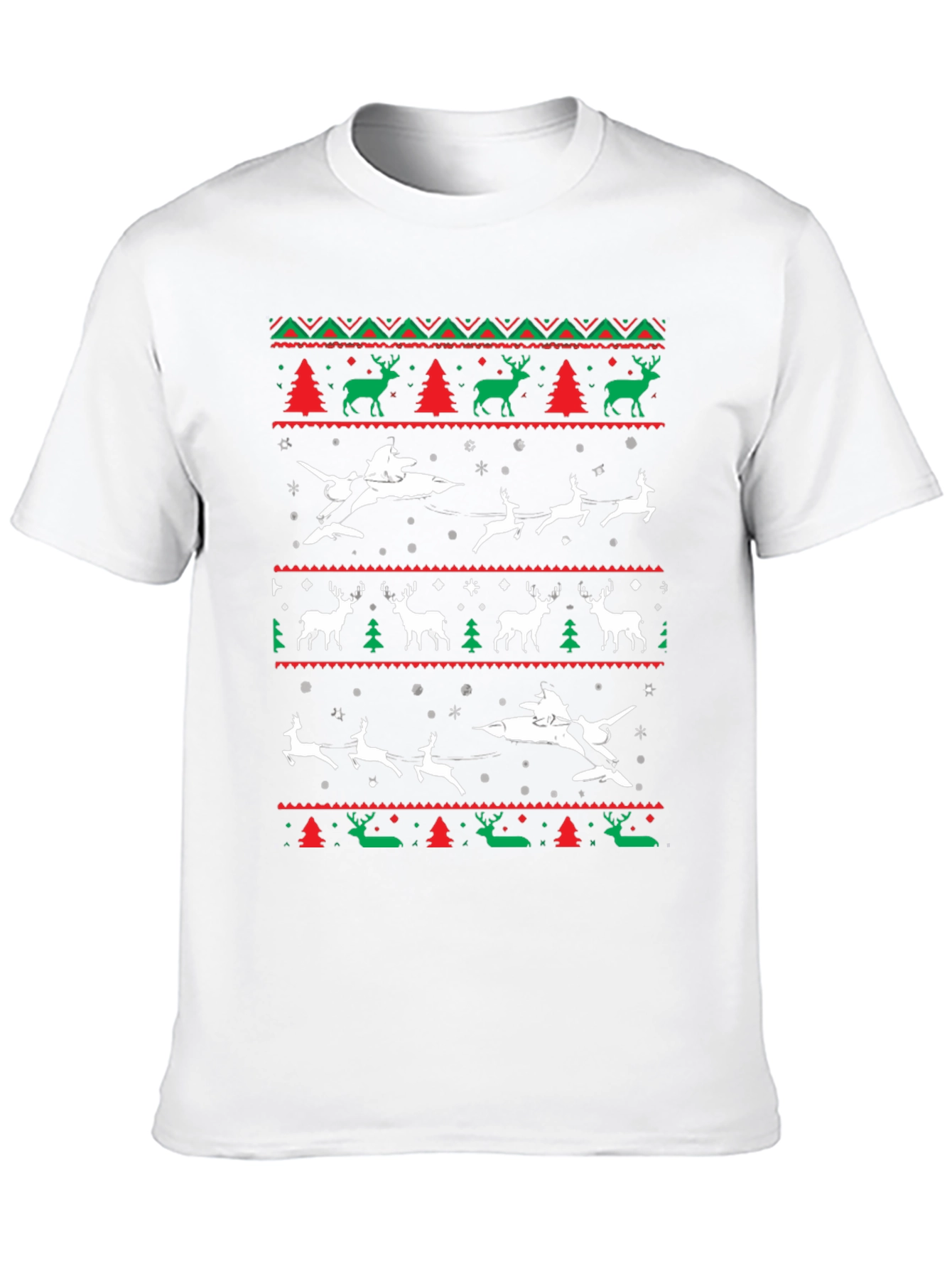 Festive Christmas T-Shirt - Reindeer & Sleigh Design