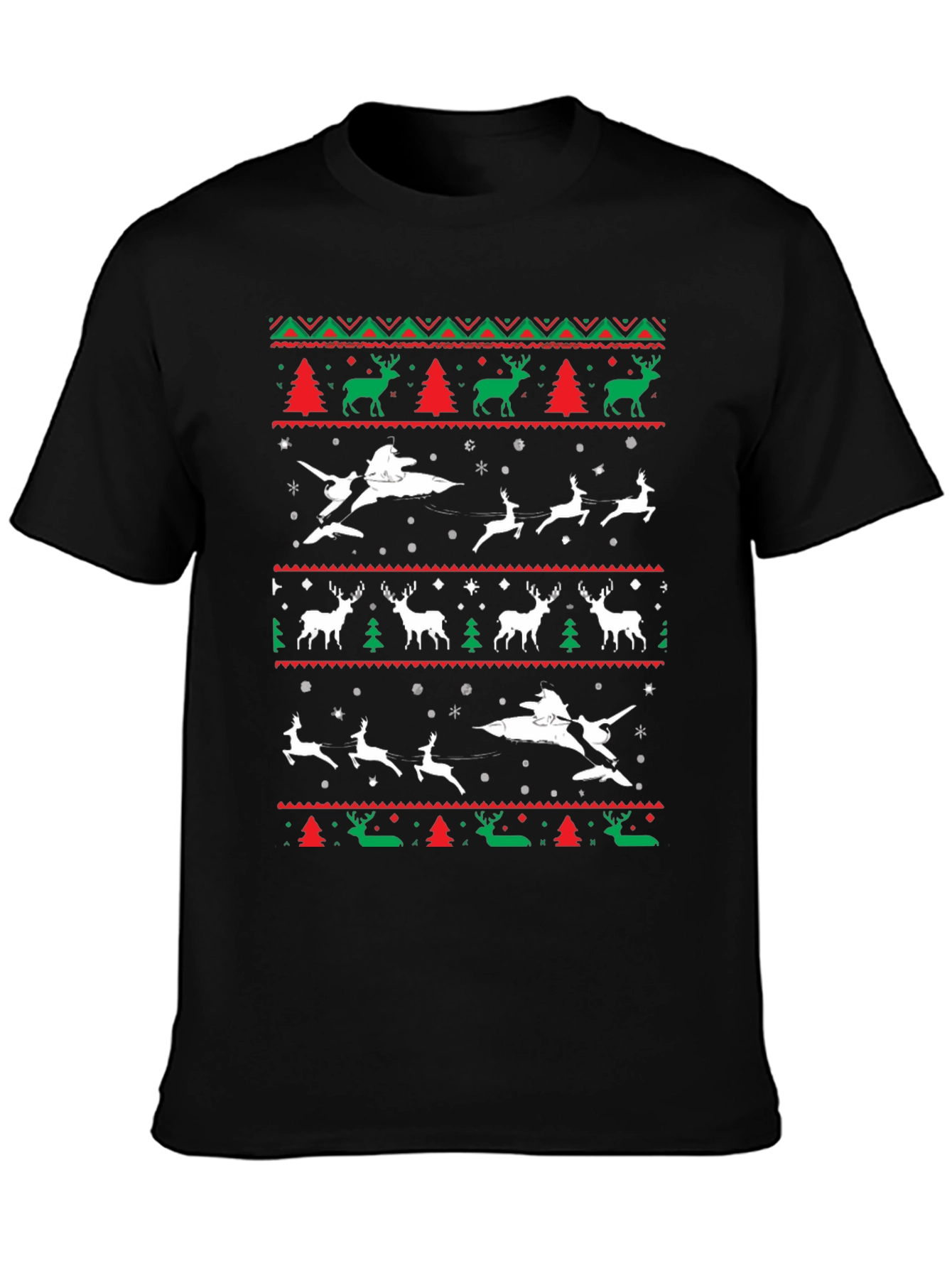Festive Christmas T-Shirt - Reindeer & Sleigh Design