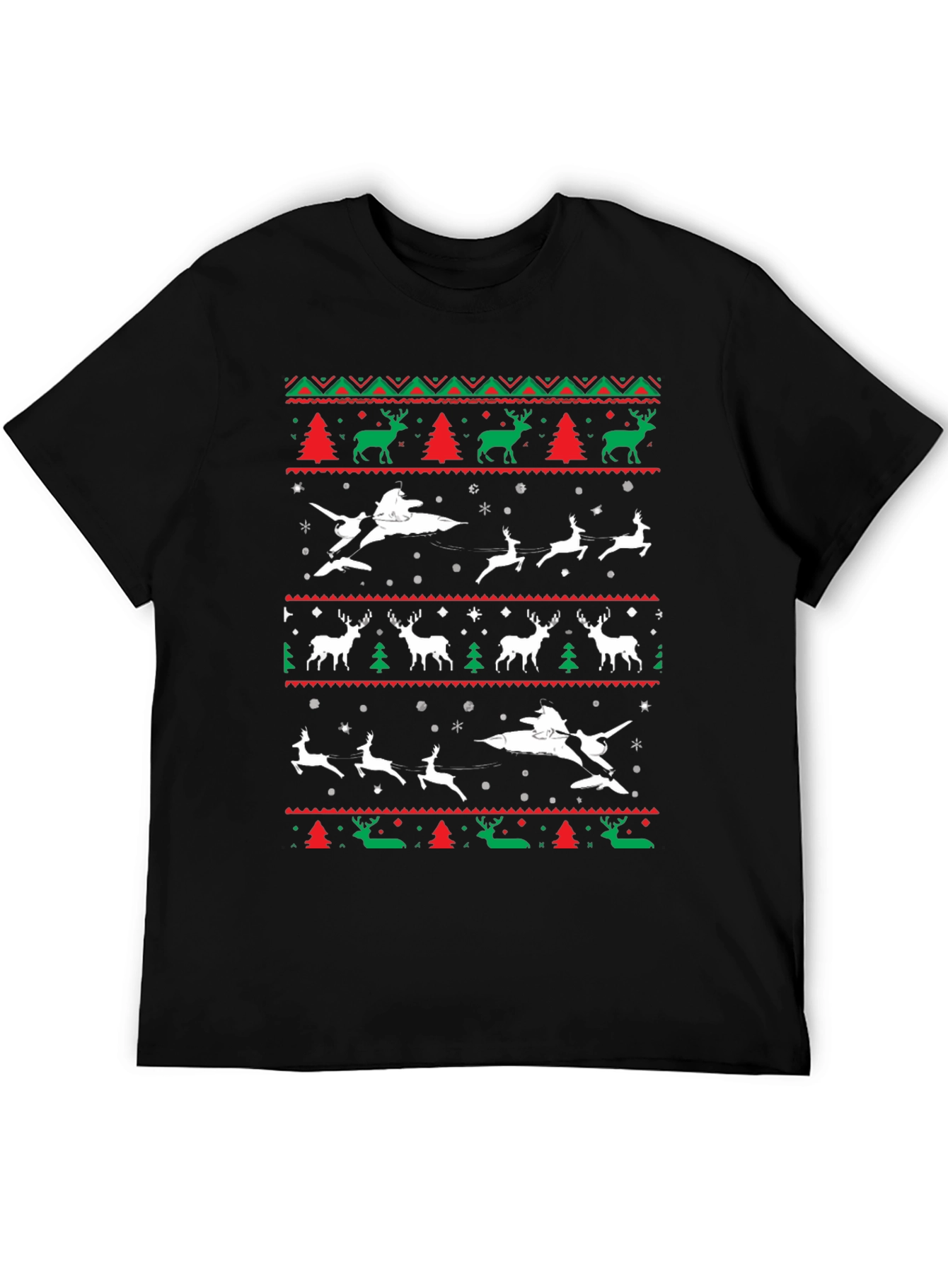 Festive Christmas T-Shirt - Reindeer & Sleigh Design
