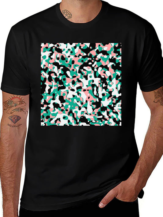 Abstract Camo Print Black T-Shirt