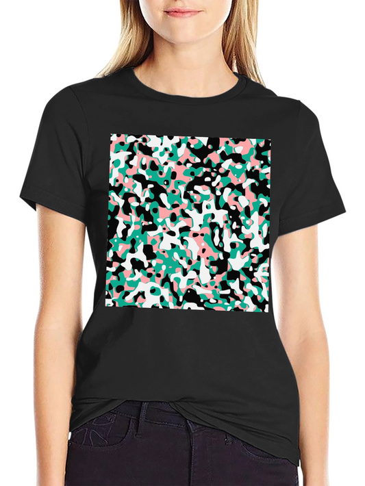Abstract Camo Print Black T-Shirt