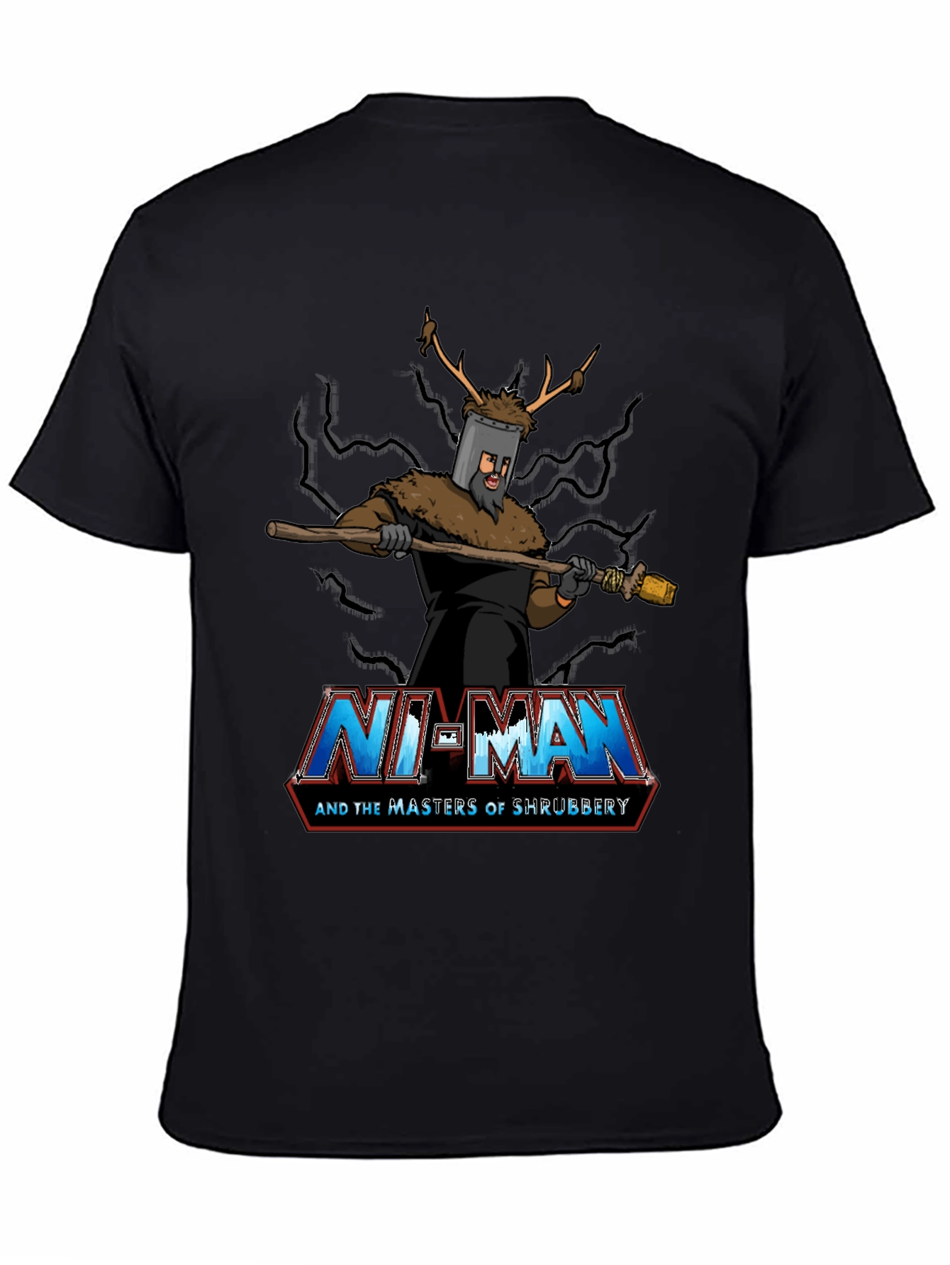 Ni-Man and the Masters of Shrubbery Black T-Shirt