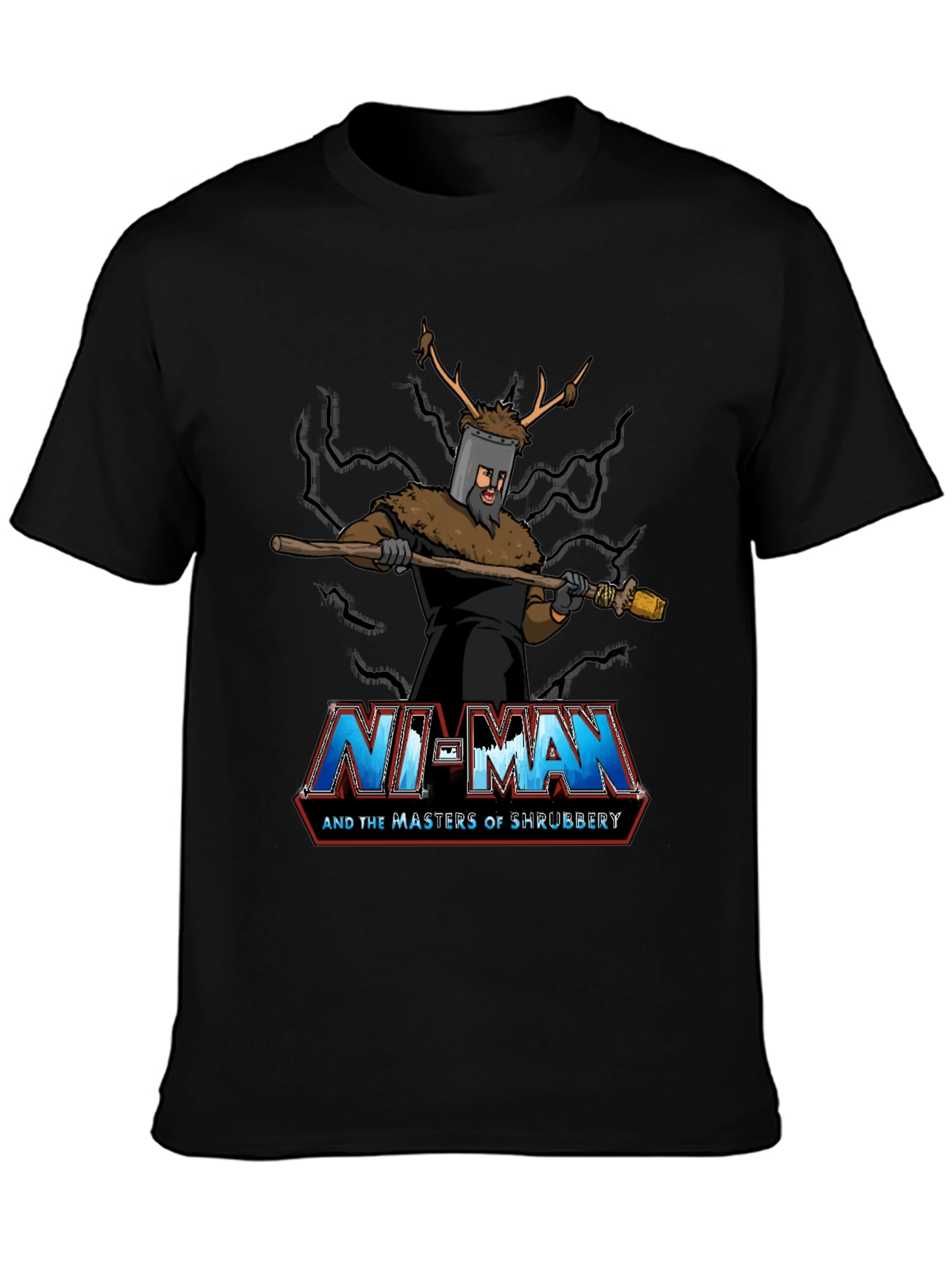 Ni-Man and the Masters of Shrubbery Black T-Shirt