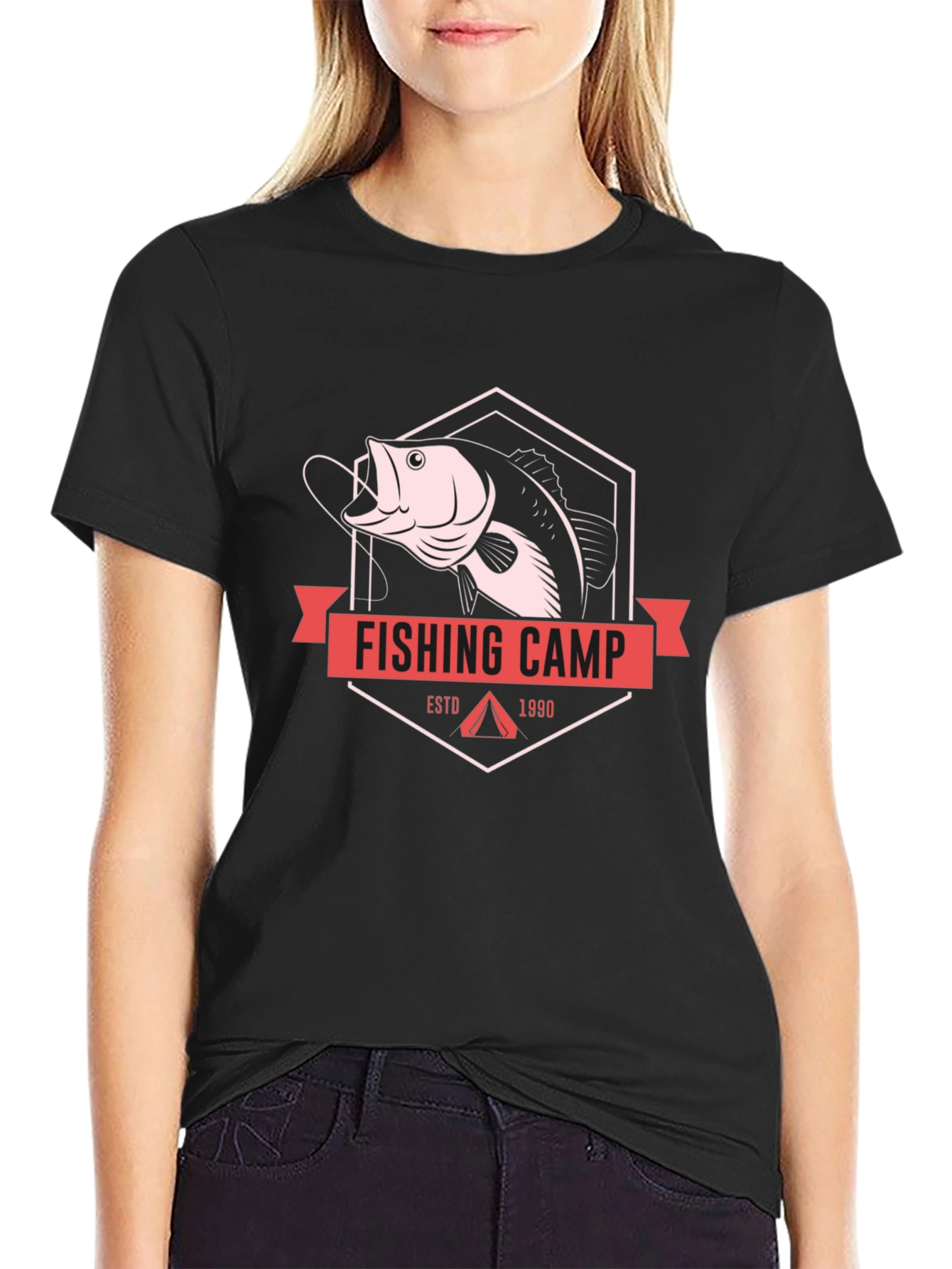 Fishing Camp Graphic T-Shirt - Black