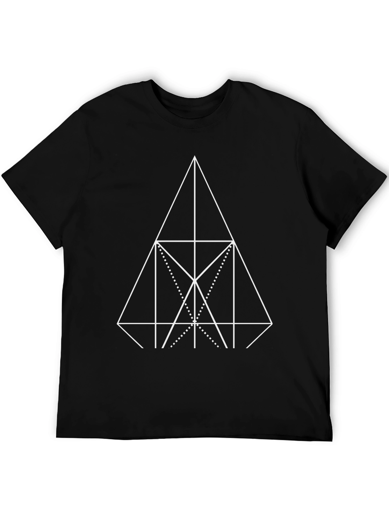 Geometric Triangle Graphic Tee - Black
