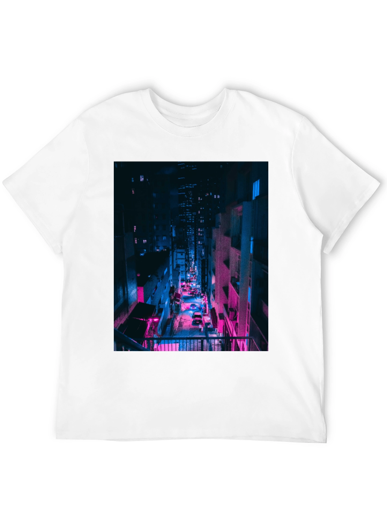 Cyberpunk Cityscape Black T-Shirt