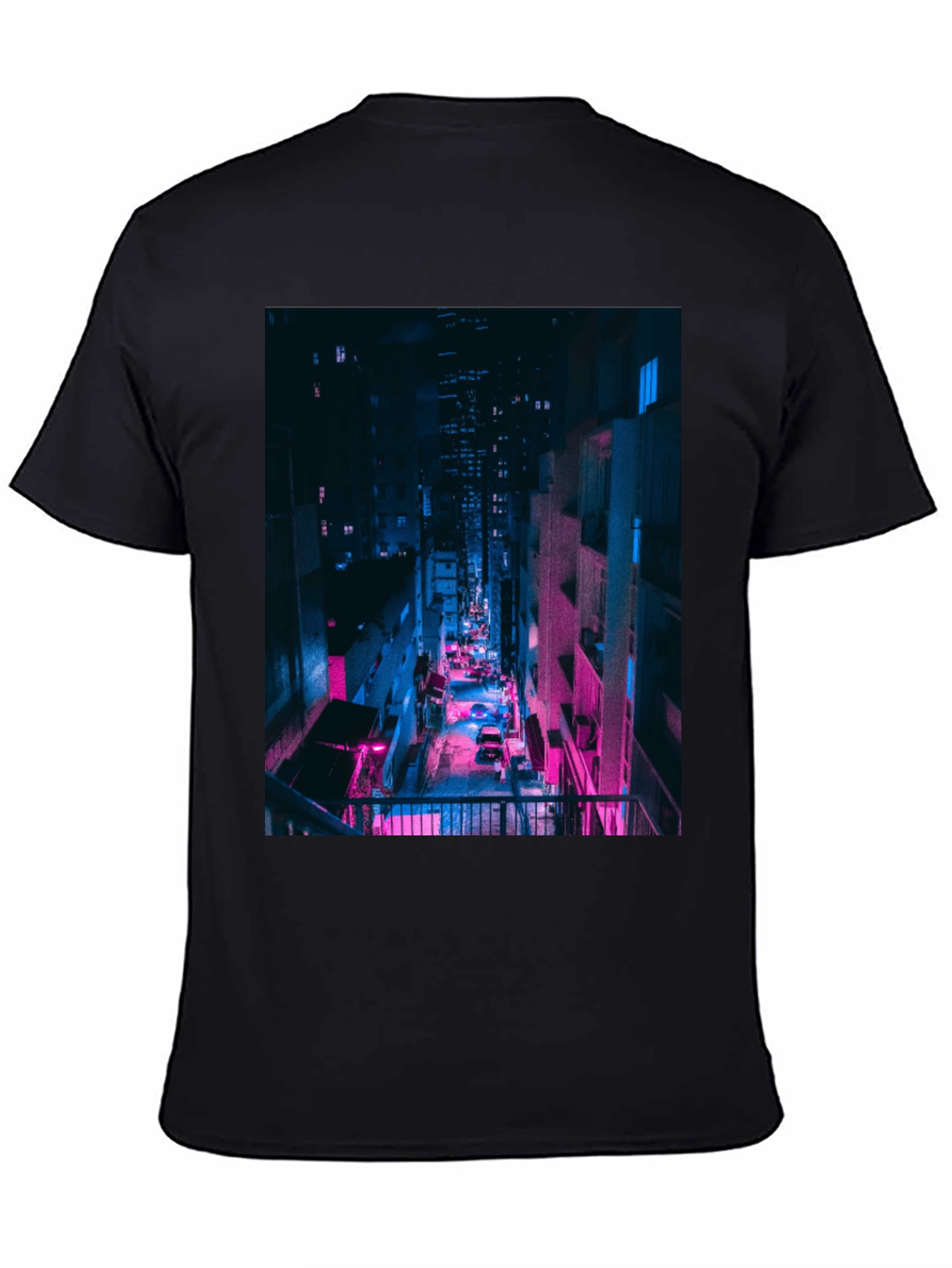 Cyberpunk Cityscape Black T-Shirt