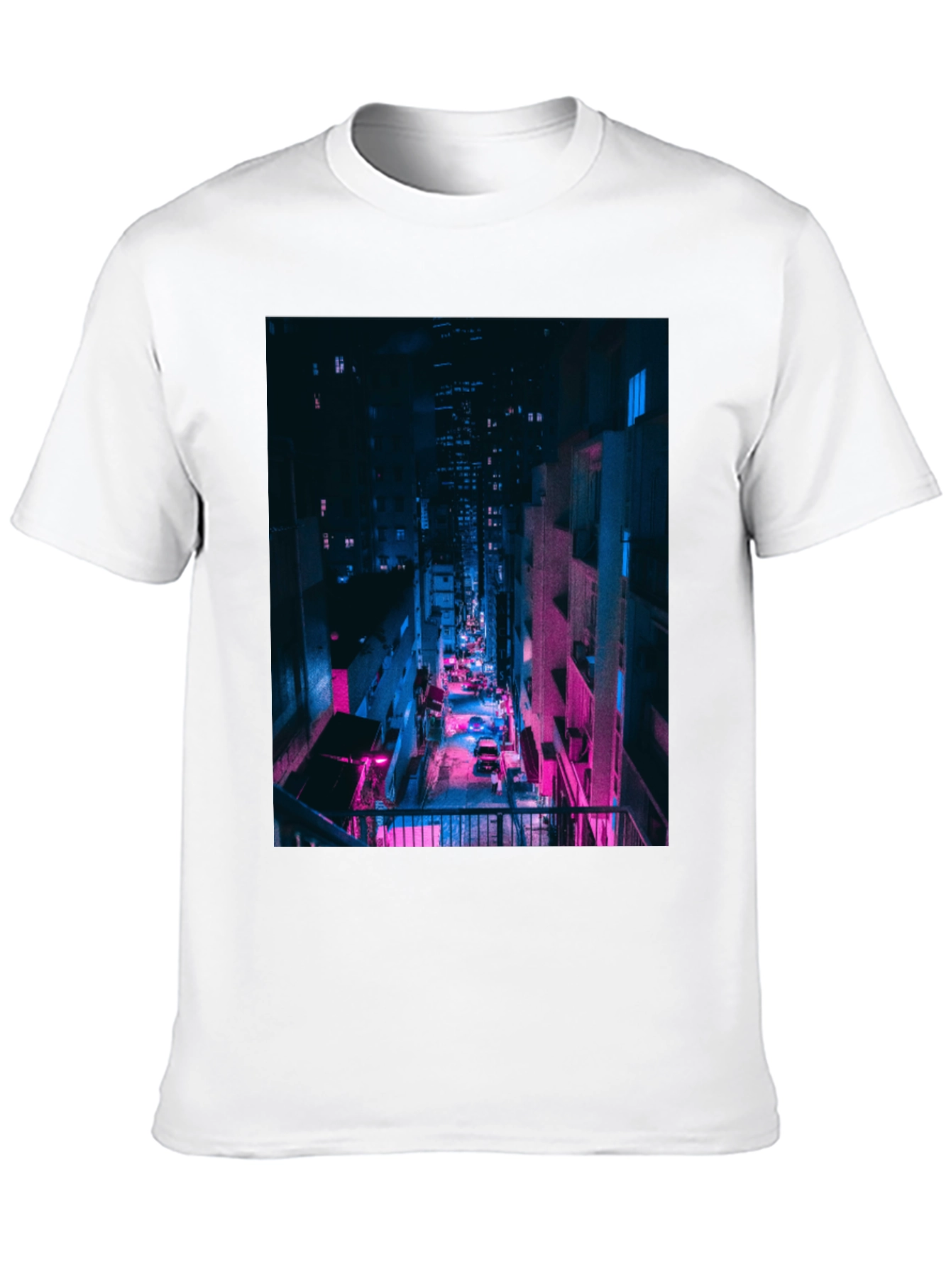 Cyberpunk Cityscape Black T-Shirt