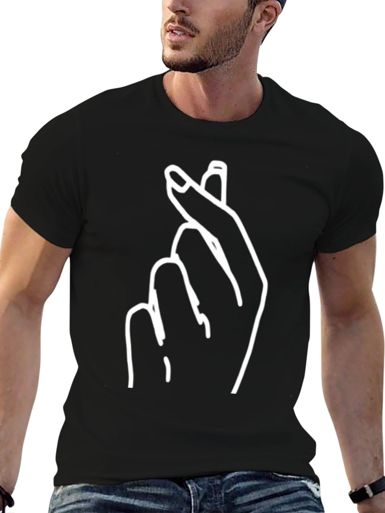 Heart Hand Gesture Graphic Tee - Black