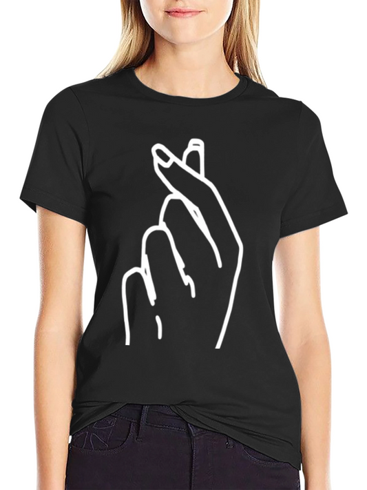 Heart Hand Gesture Graphic Tee - Black