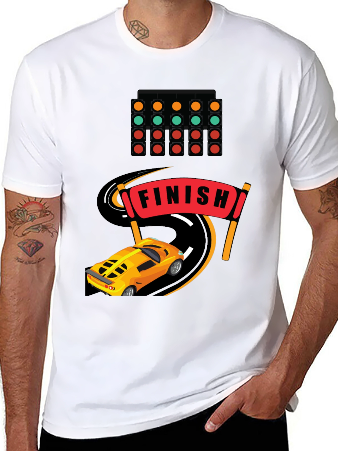 Race Car Finish Line Graphic T-Shirt