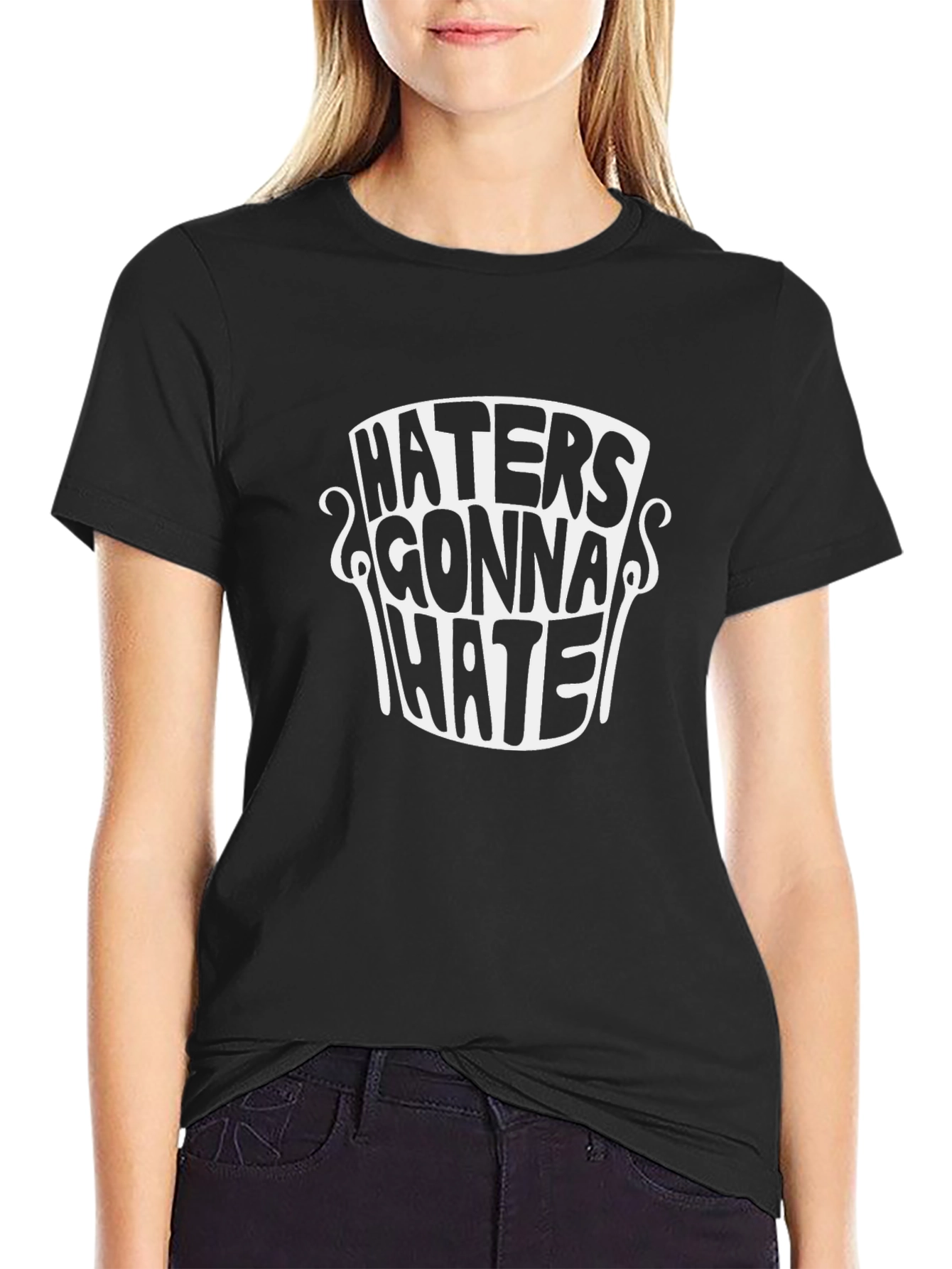 Haters Gonna Hate Graphic Tee - Black Cotton T-Shirt