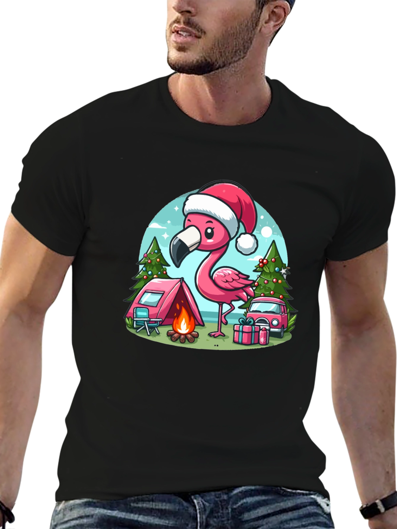 Festive Flamingo Camping Tee