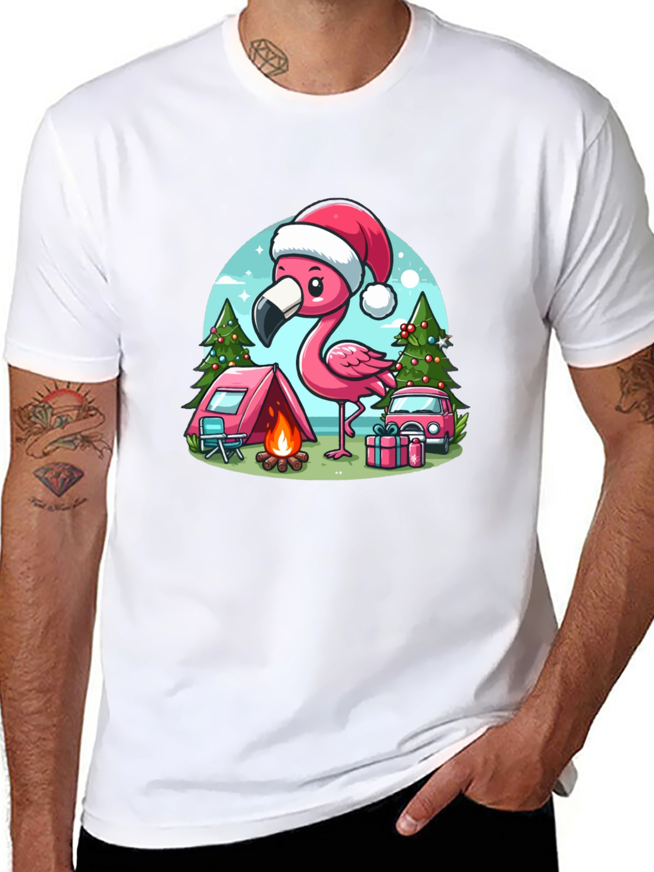Festive Flamingo Camping Tee