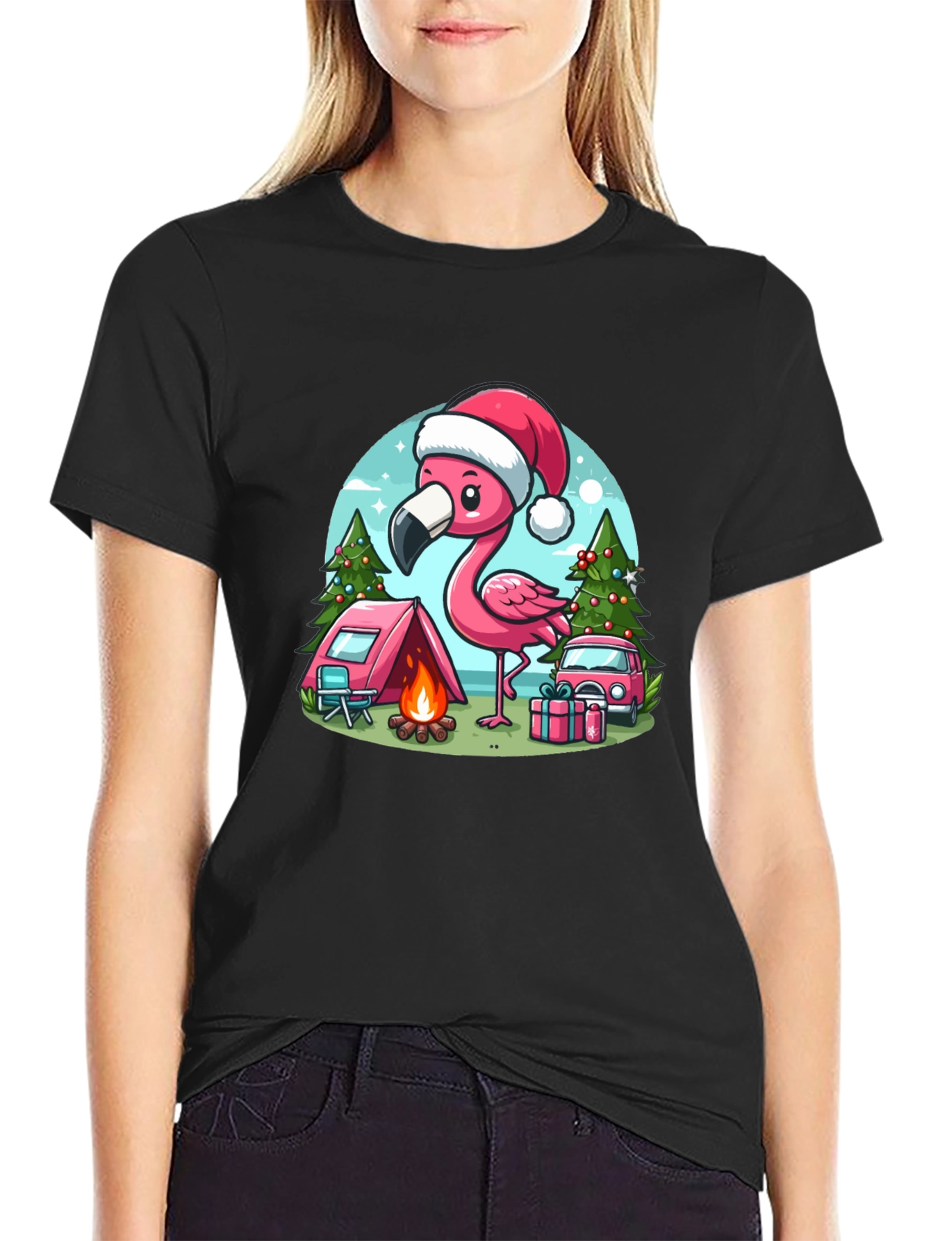 Festive Flamingo Camping Tee