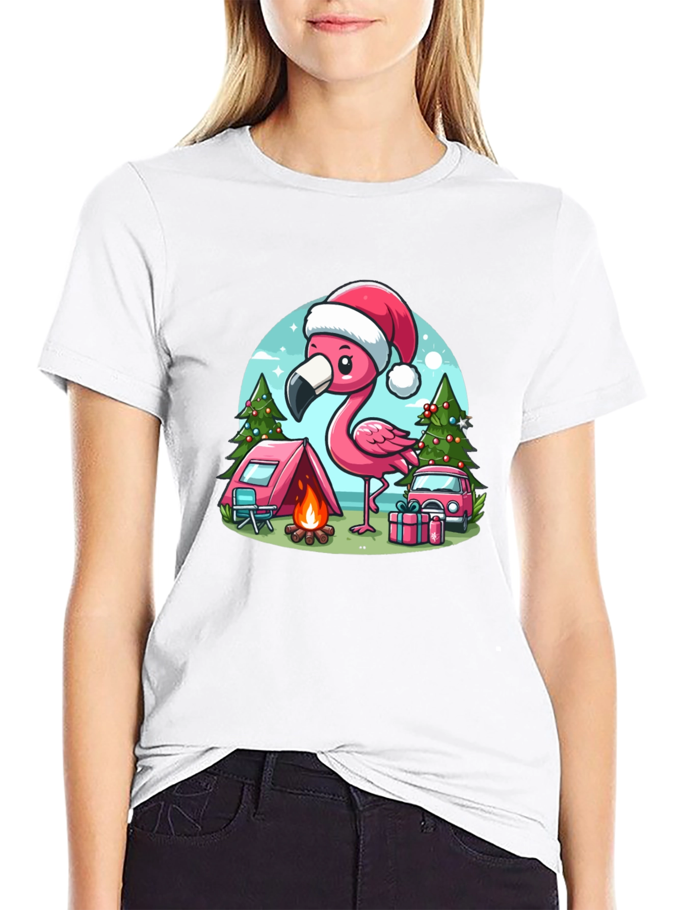 Festive Flamingo Camping Tee