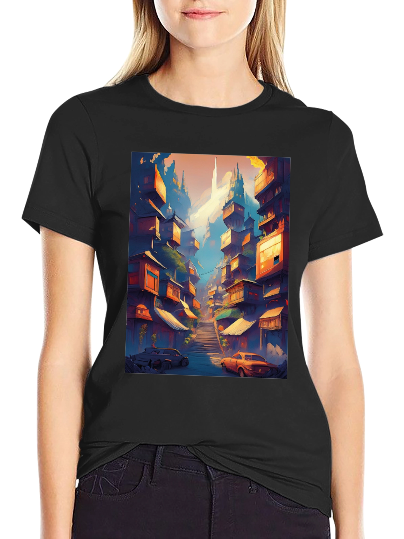 Urban Escape Tee: Cityscape Graphic T-Shirt