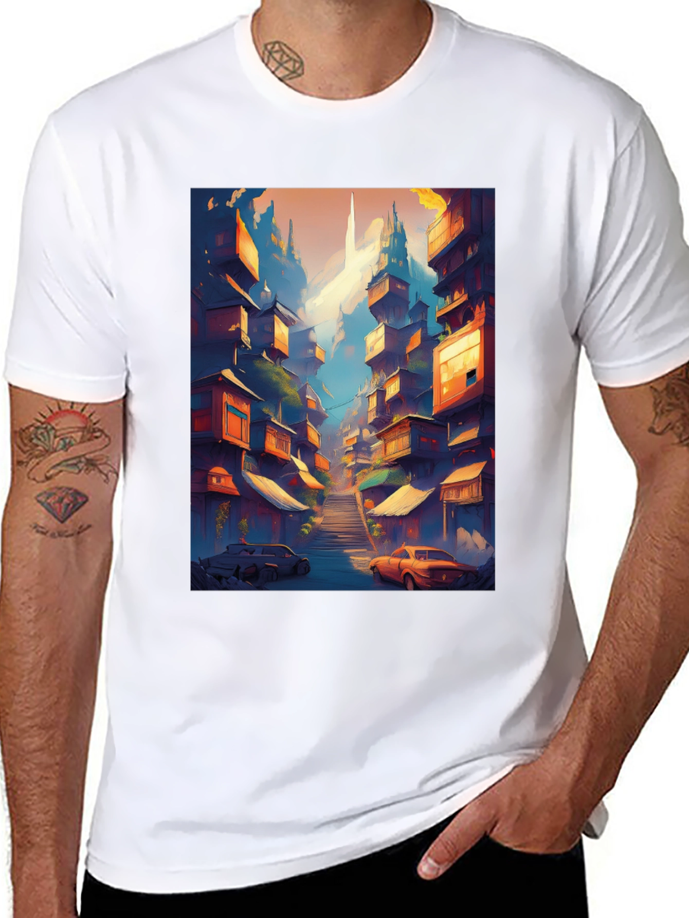 Urban Escape Tee: Cityscape Graphic T-Shirt