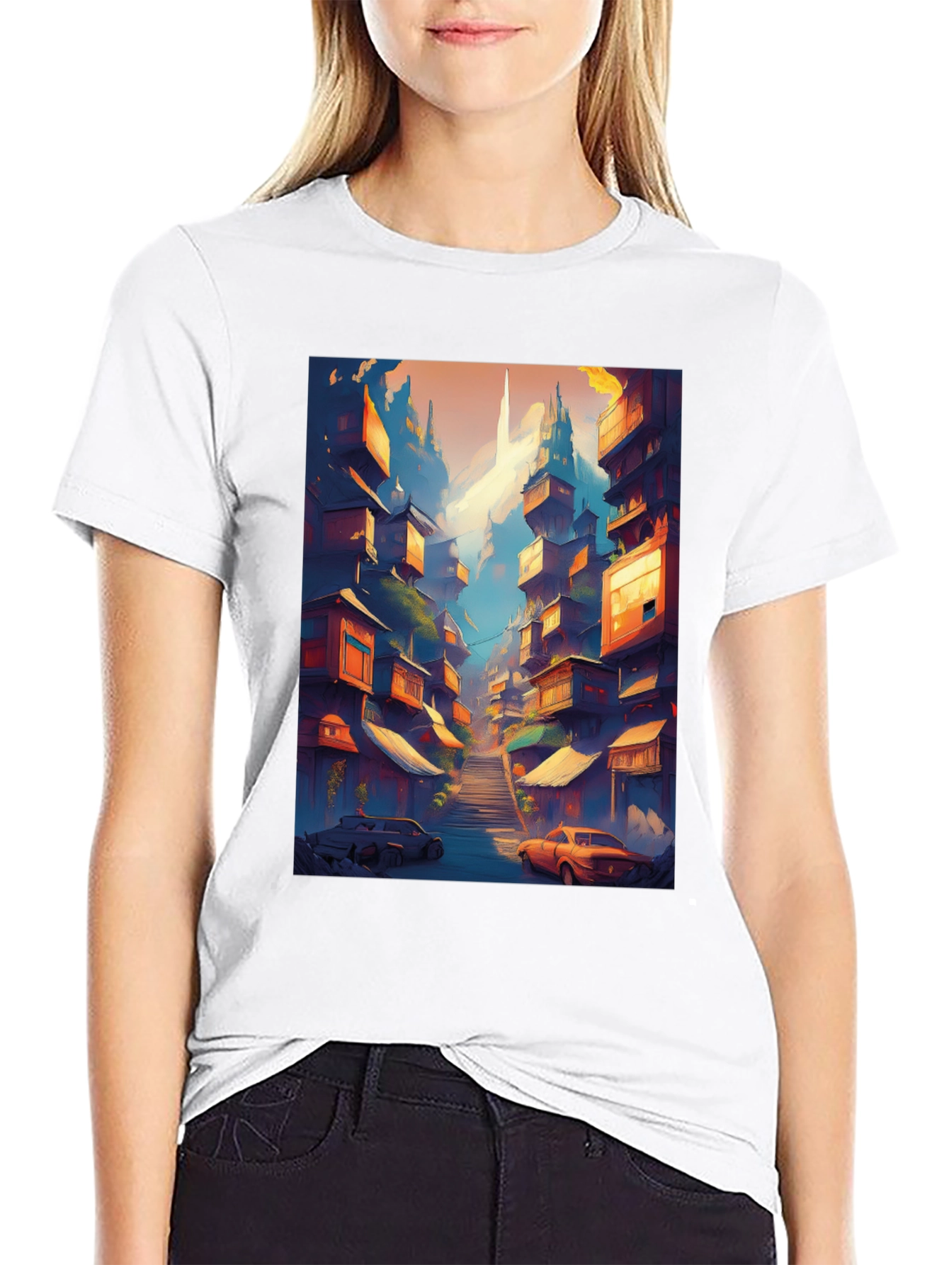 Urban Escape Tee: Cityscape Graphic T-Shirt