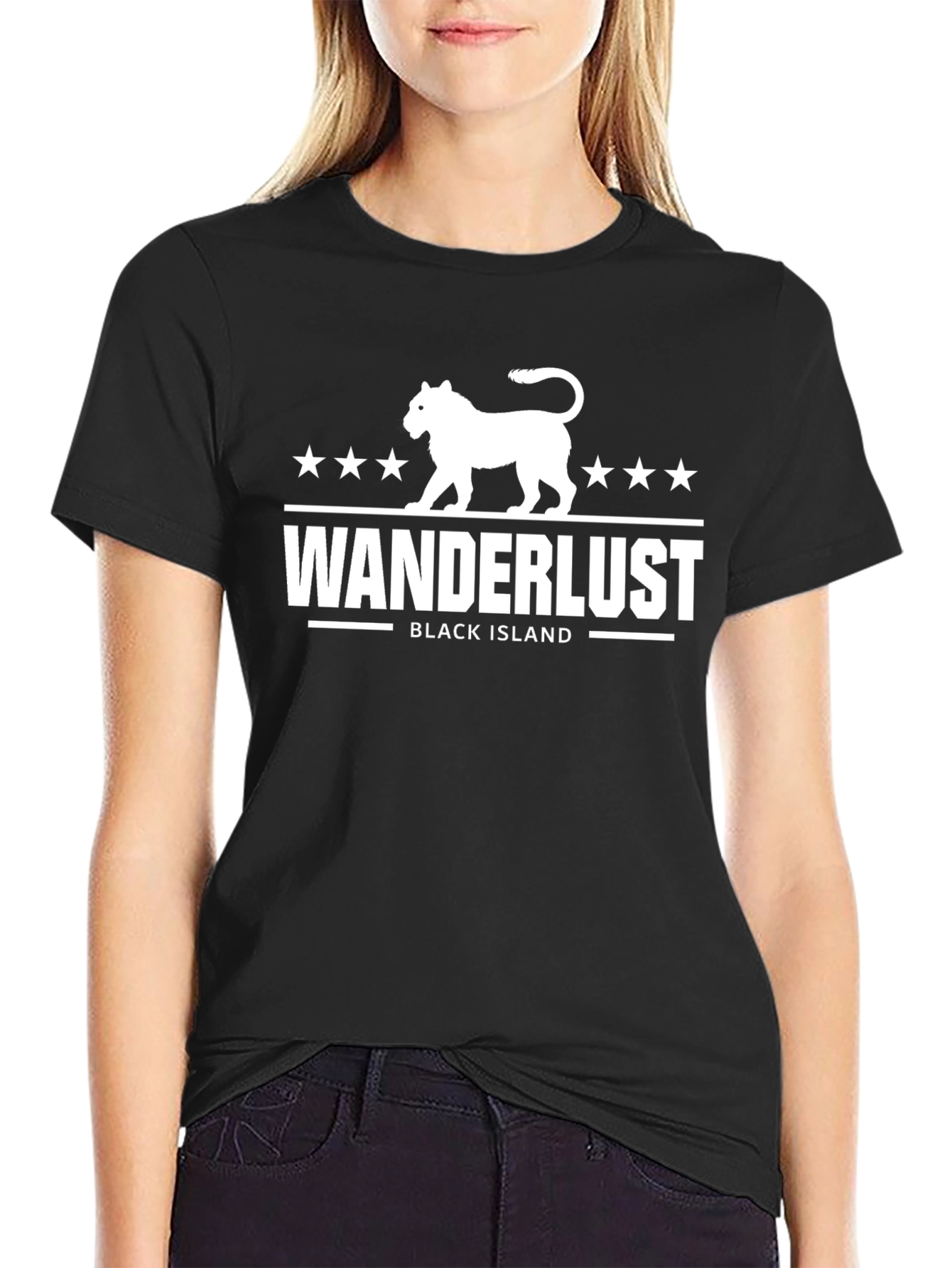 Wanderlust Black Island Graphic Tee - Stylish Travel T-Shirt