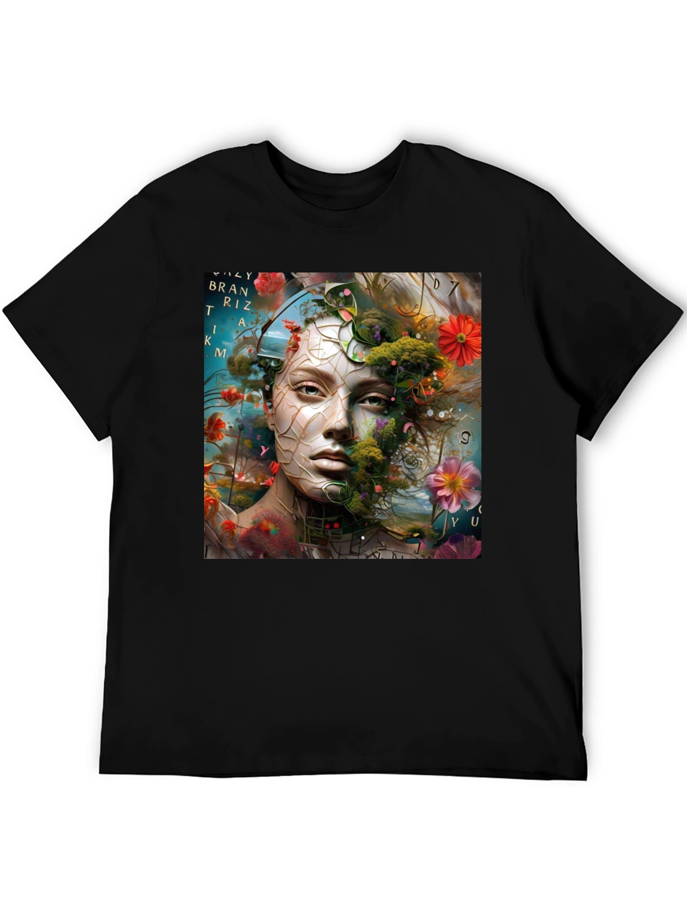 Floral Face Graphic T-Shirt - Artistic Design