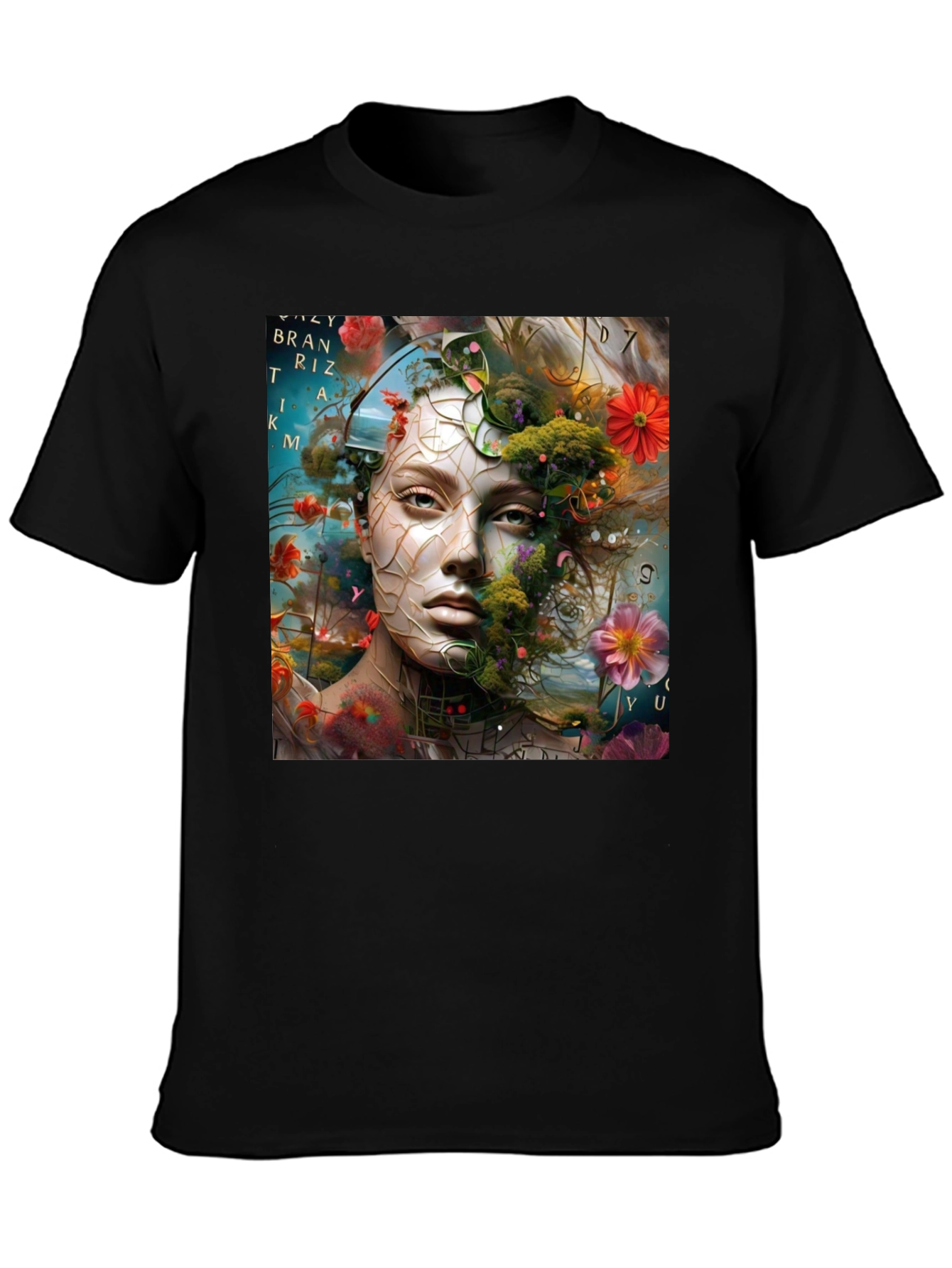 Floral Face Graphic T-Shirt - Artistic Design