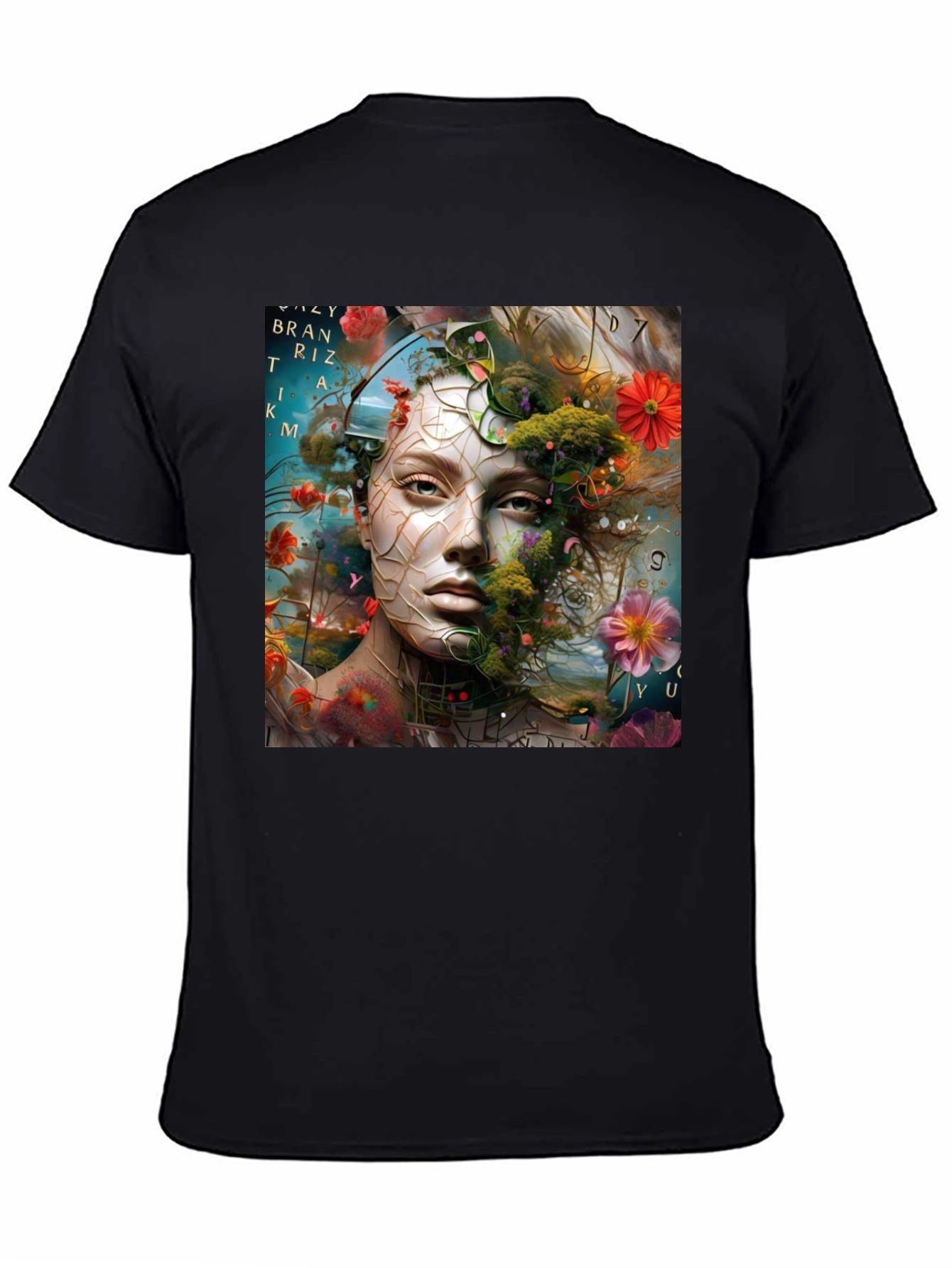 Floral Face Graphic T-Shirt - Artistic Design