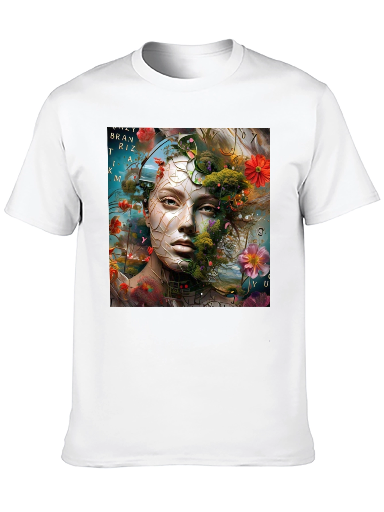 Floral Face Graphic T-Shirt - Artistic Design