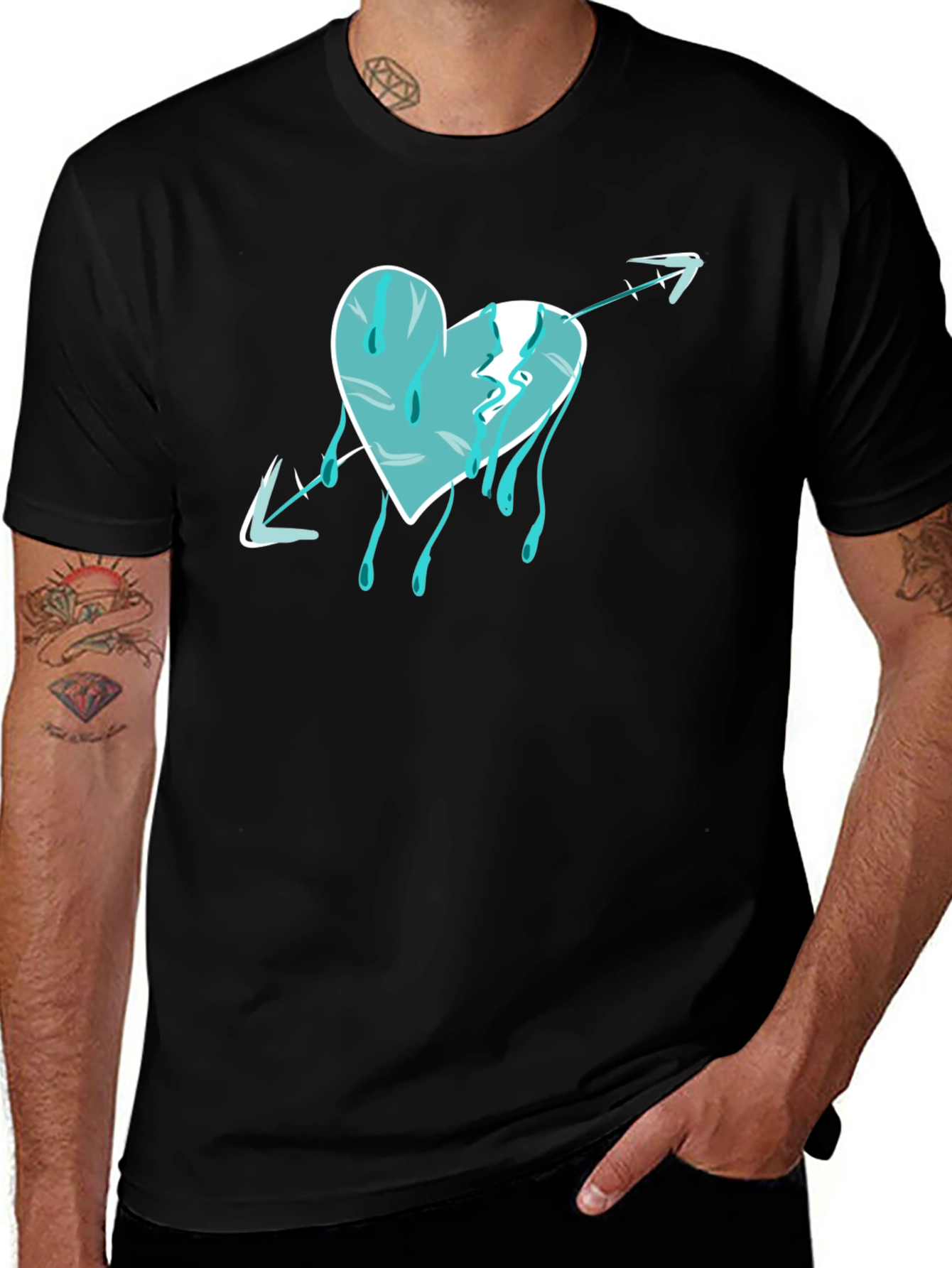 Heart Arrow Drip Graphic T-Shirt