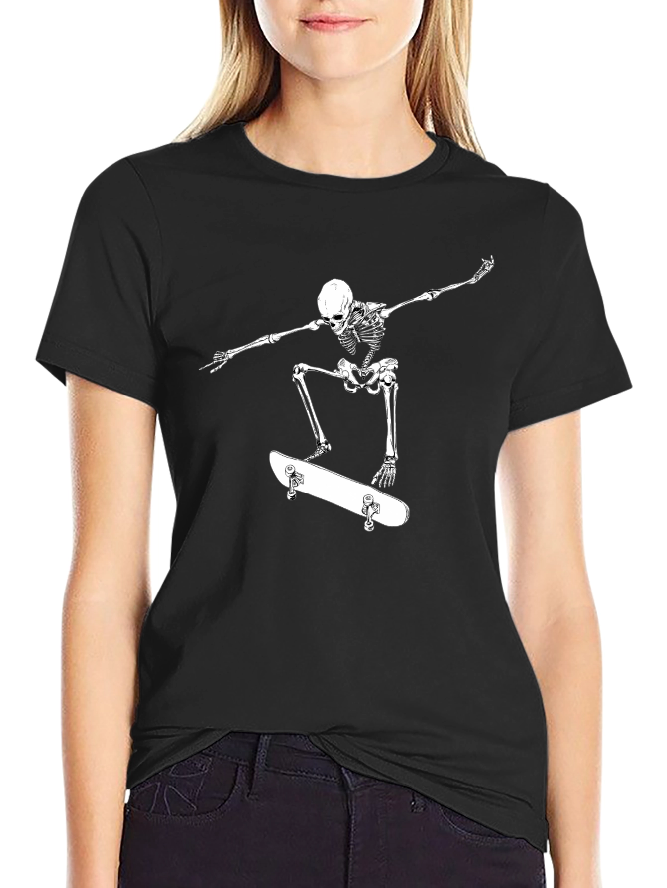 Skeleton Skateboarder Graphic Tee - Cool & Edgy Style