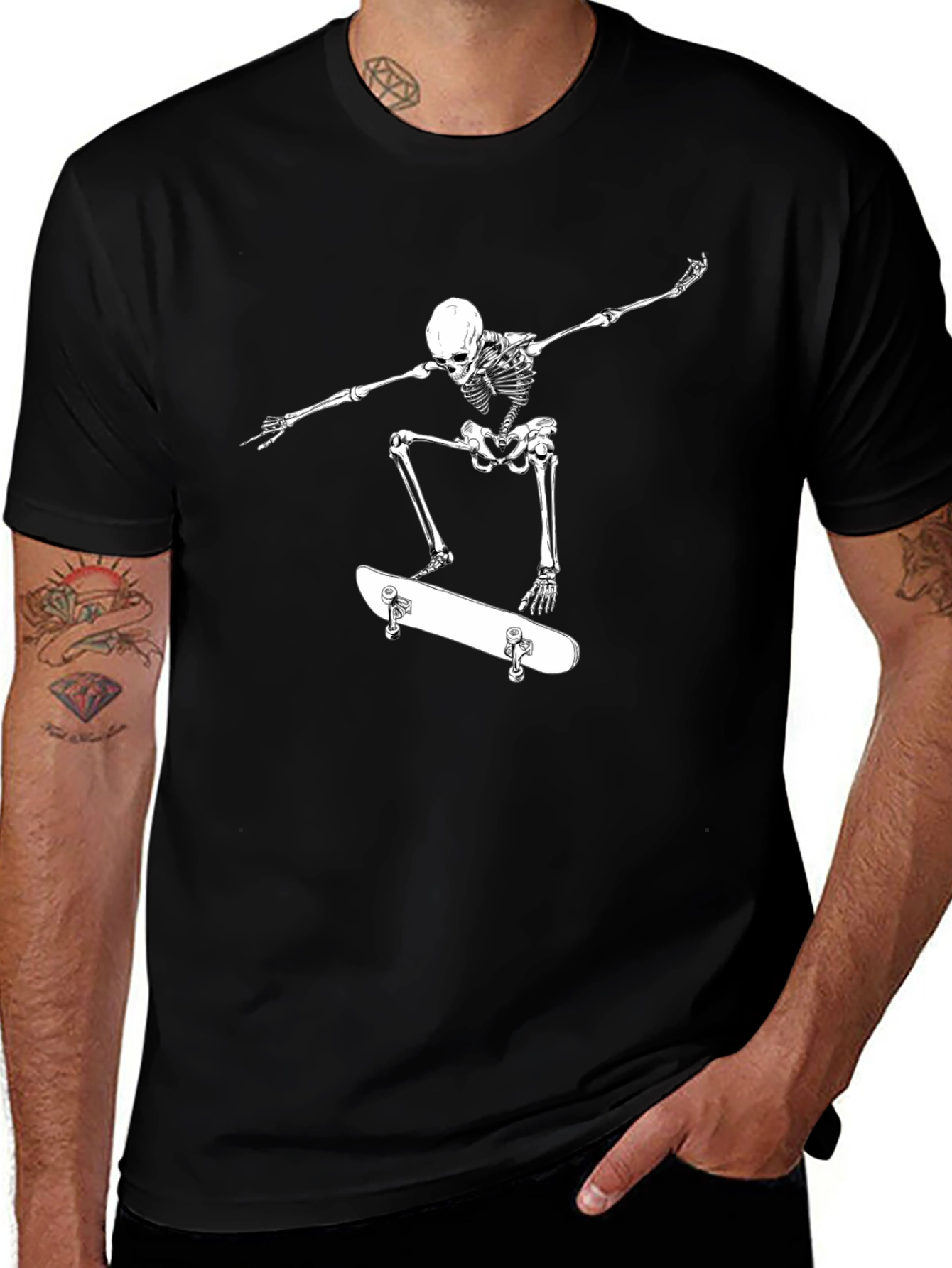 Skeleton Skateboarder Graphic Tee - Cool & Edgy Style